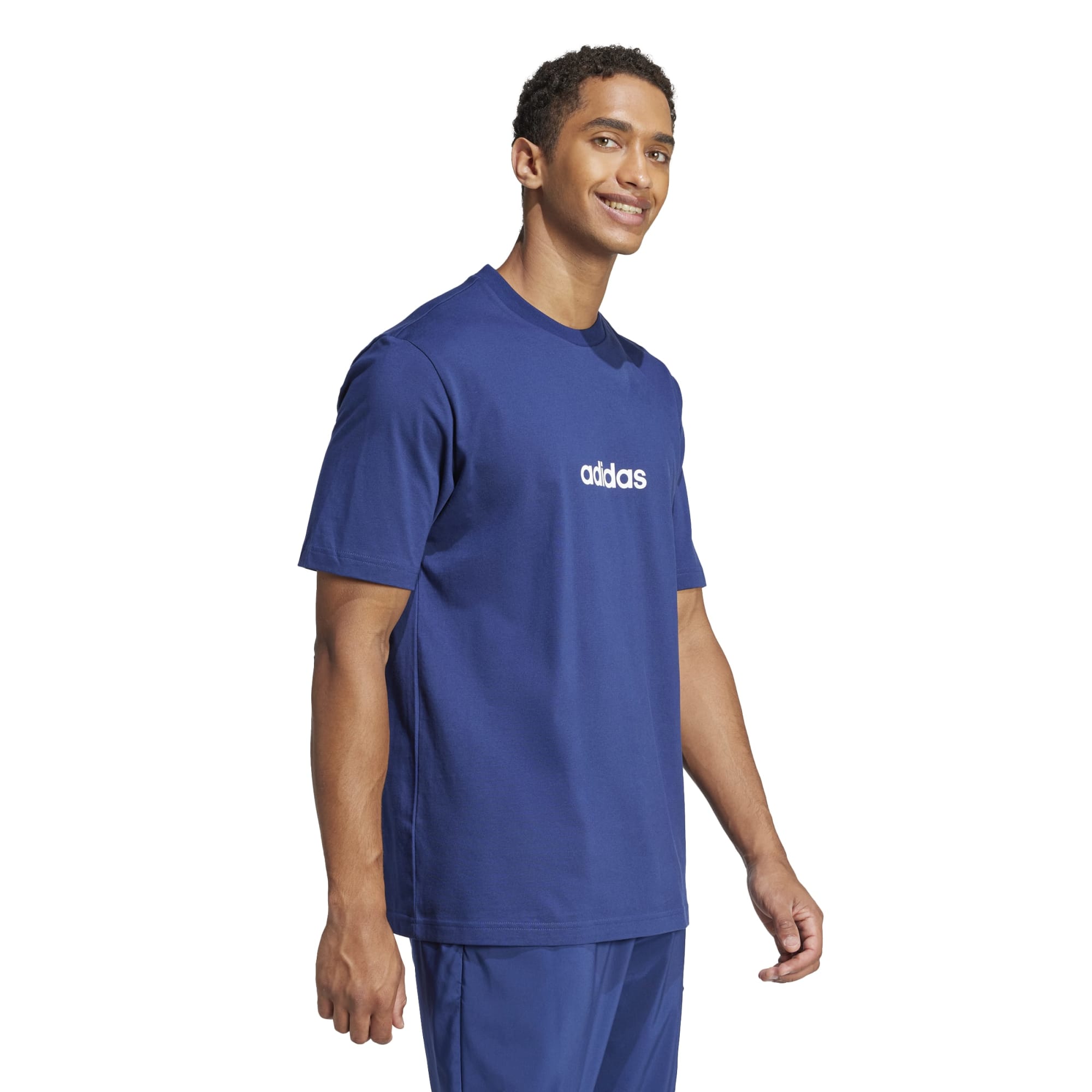 T-shirt Essentials Linear Single Jersey - Blu / Bianco (Dark Blue)
