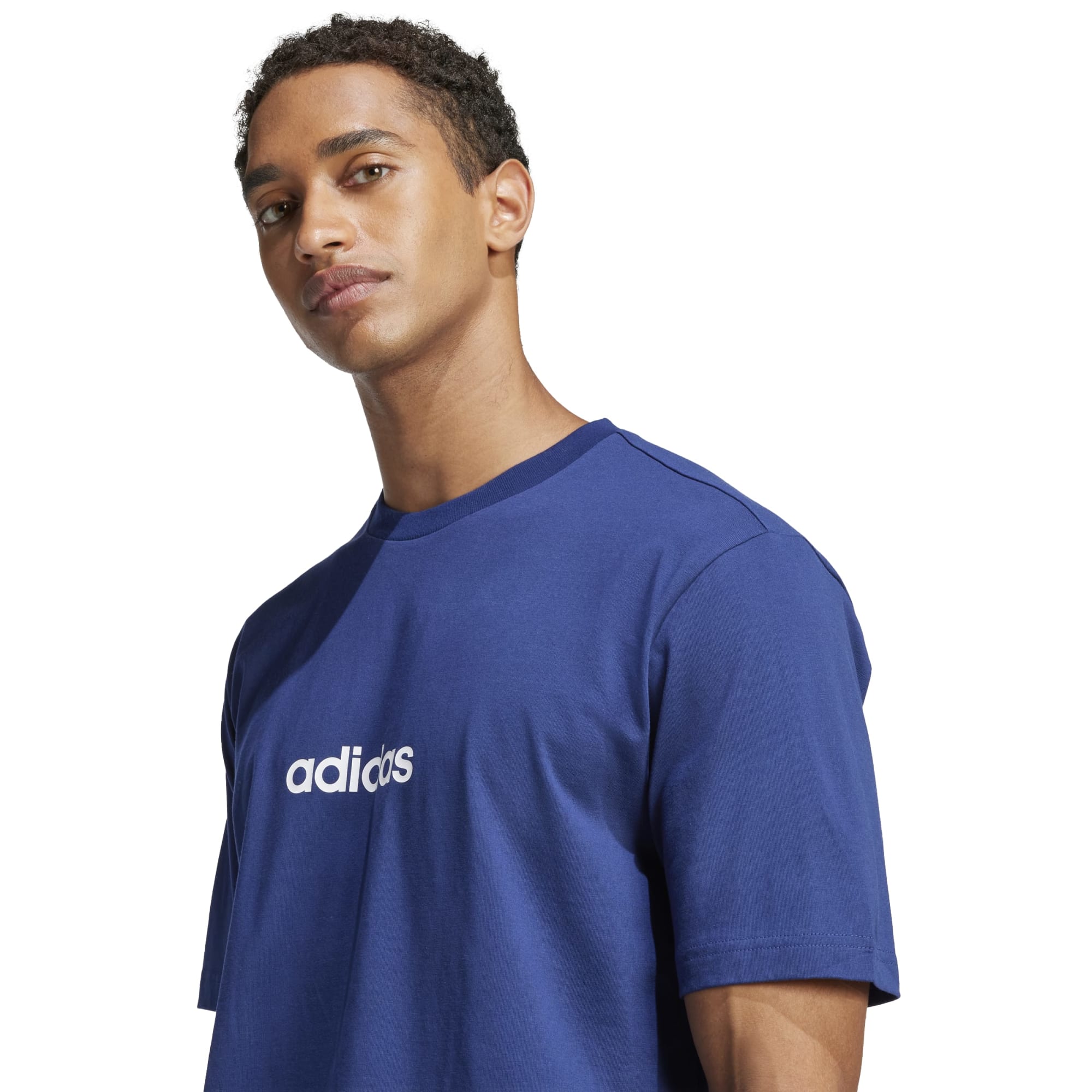 T-shirt Essentials Linear Single Jersey - Blu / Bianco (Dark Blue)
