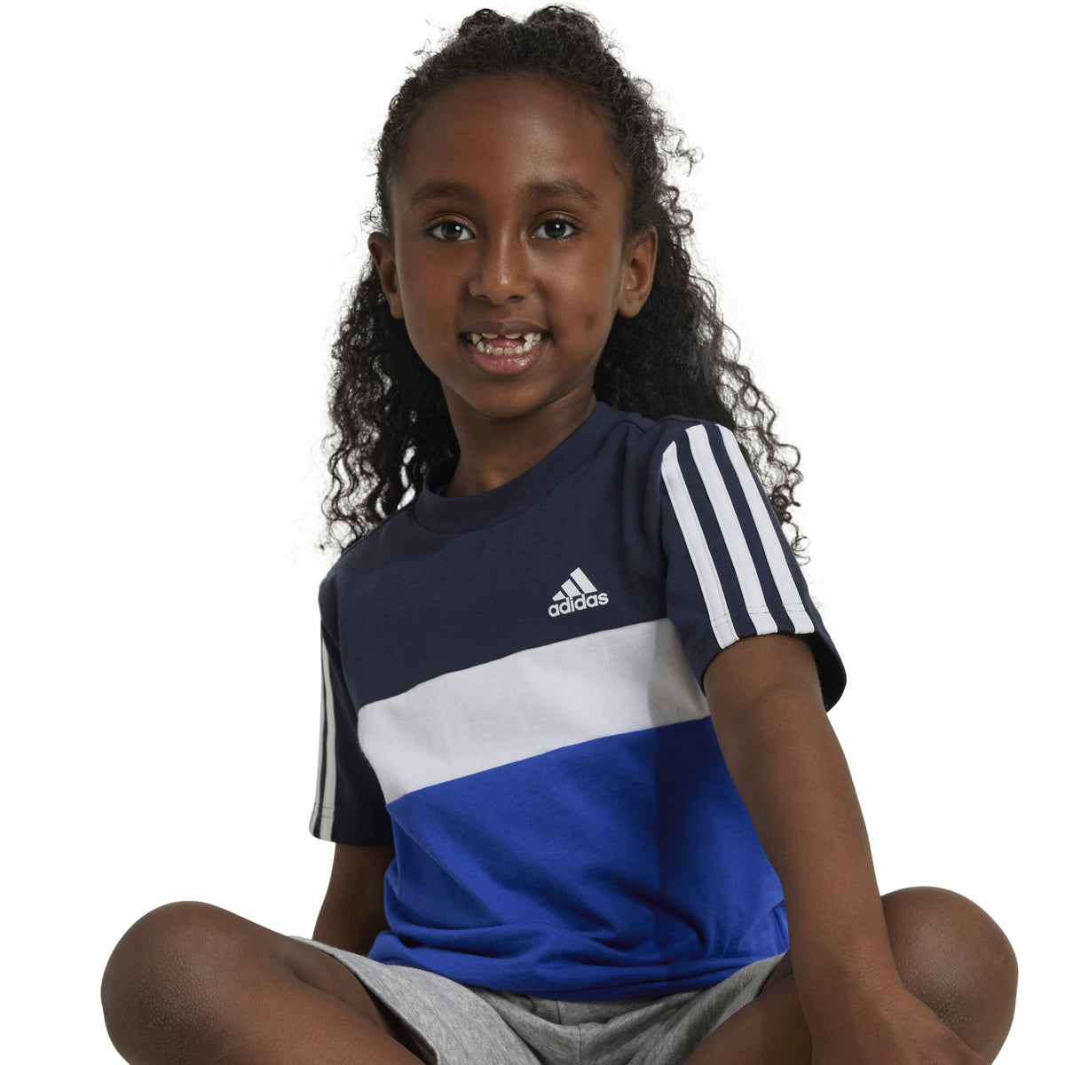 Adidas T-shirt Tiberio 3-Stripes Colorblock Cotton Blu