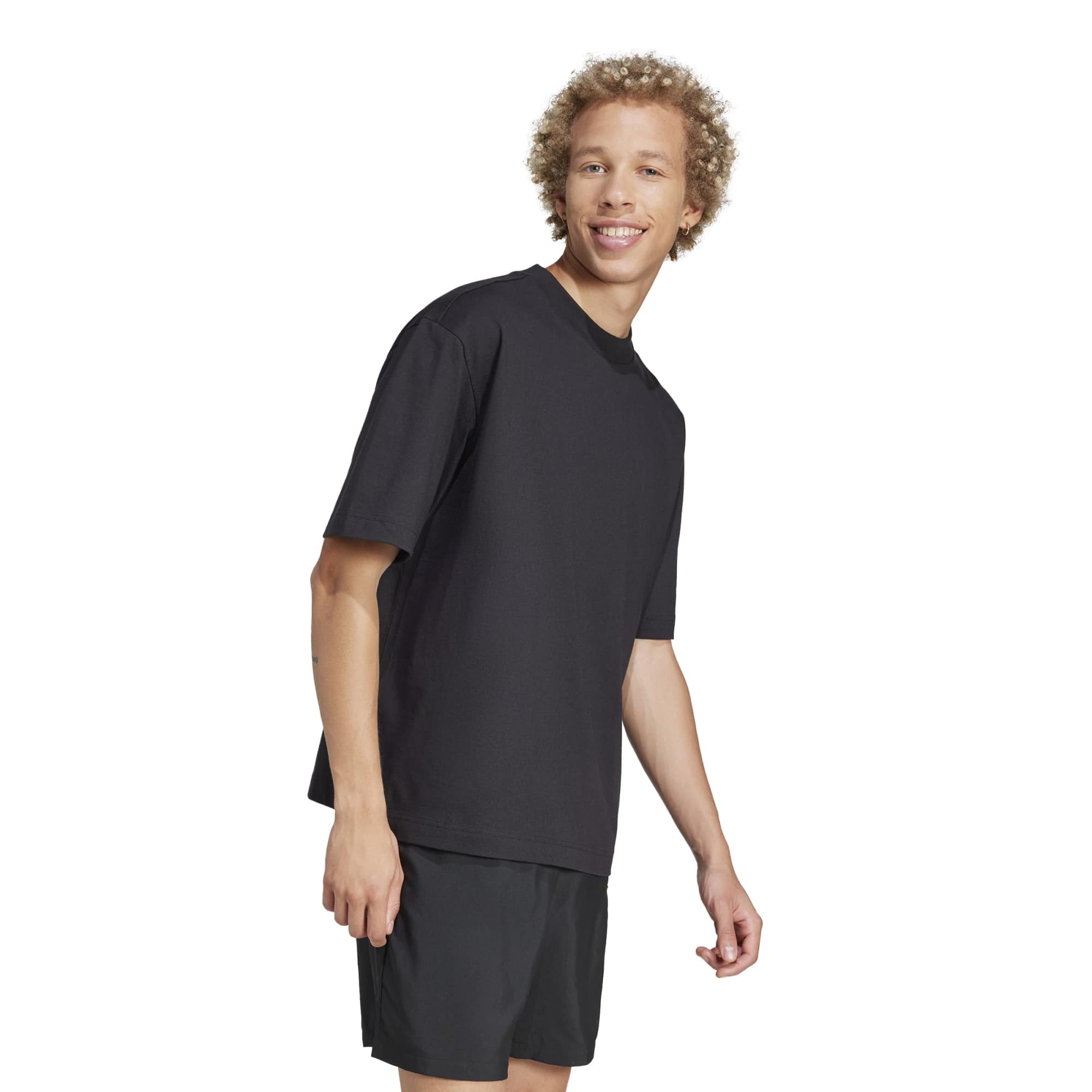 T-shirt Essentials Loose Fit 3 Bar Logo - Nero / Bianco
