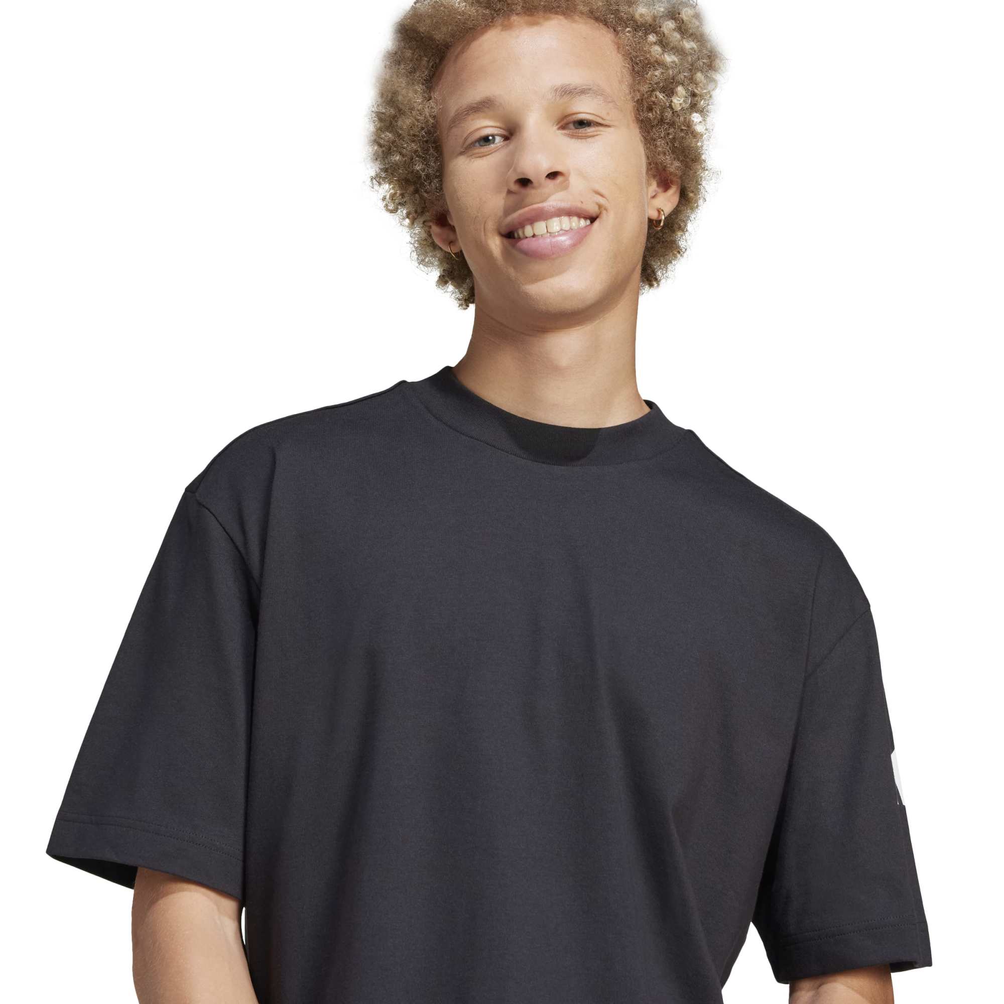 T-shirt Essentials Loose Fit 3 Bar Logo - Nero / Bianco