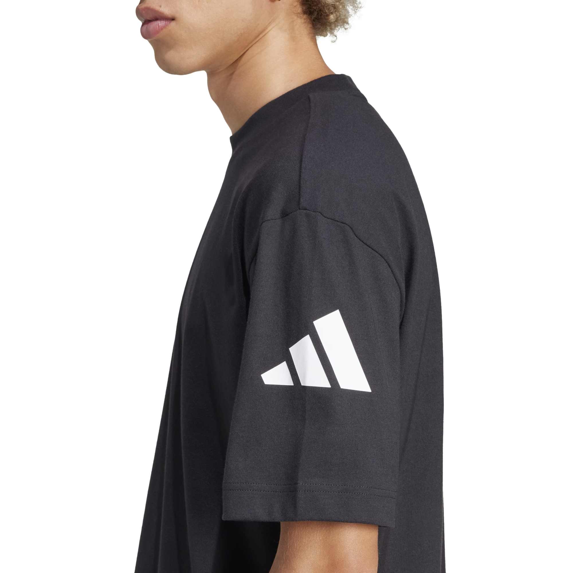 T-shirt Essentials Loose Fit 3 Bar Logo - Nero / Bianco