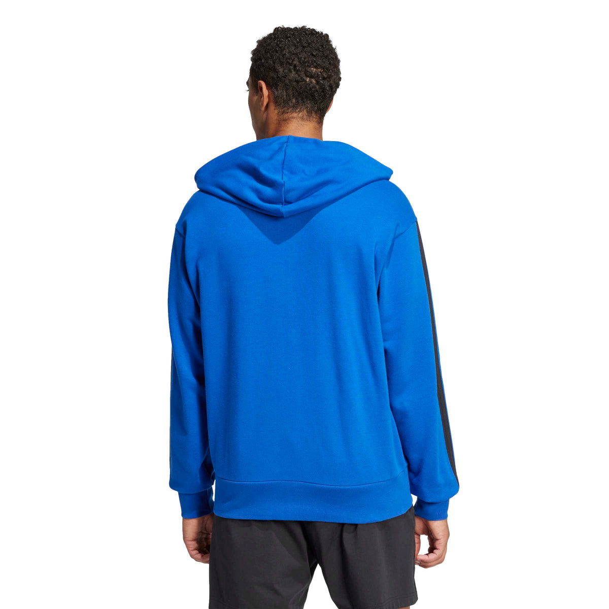Adidas Felpa con Cappuccio Essentials 3-Stripes French Terry Full-zip Blu