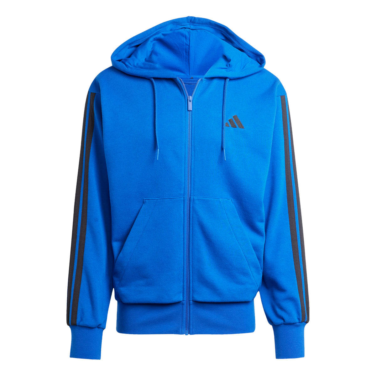 Adidas Felpa con Cappuccio Essentials 3-Stripes French Terry Full-zip Blu