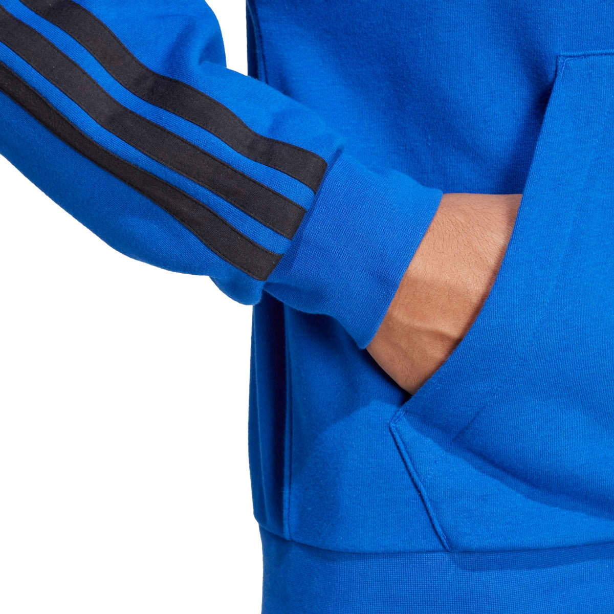 Adidas Felpa con Cappuccio Essentials 3-Stripes French Terry Full-zip Blu