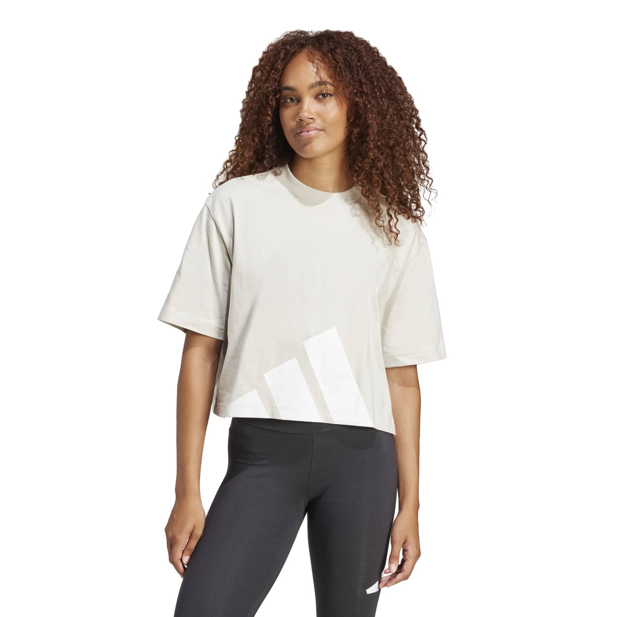 T-shirt Essentials Big Logo Boyfriend - Beige / Bianco