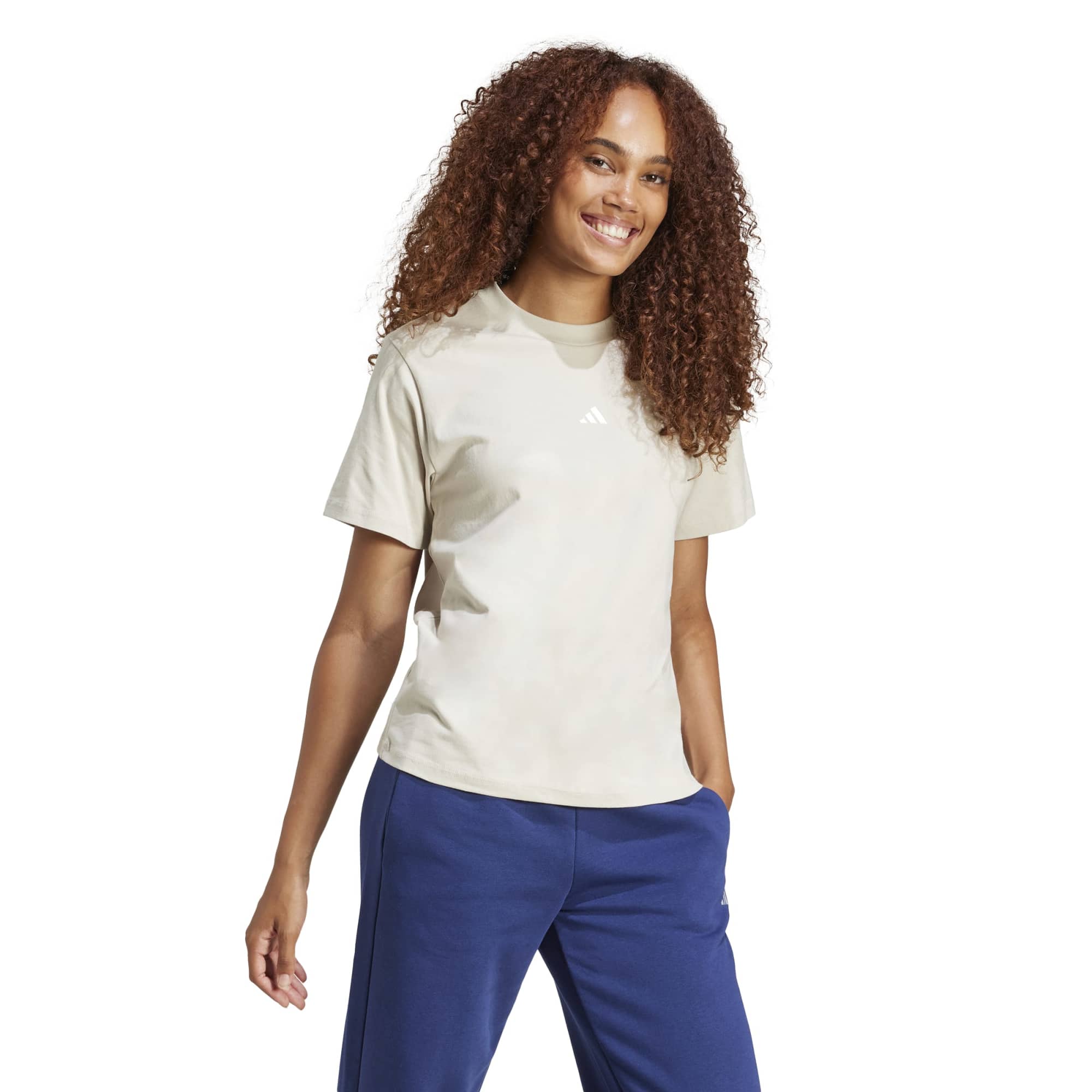T-shirt Essentials Small Logo Cotton - Beige / Bianco