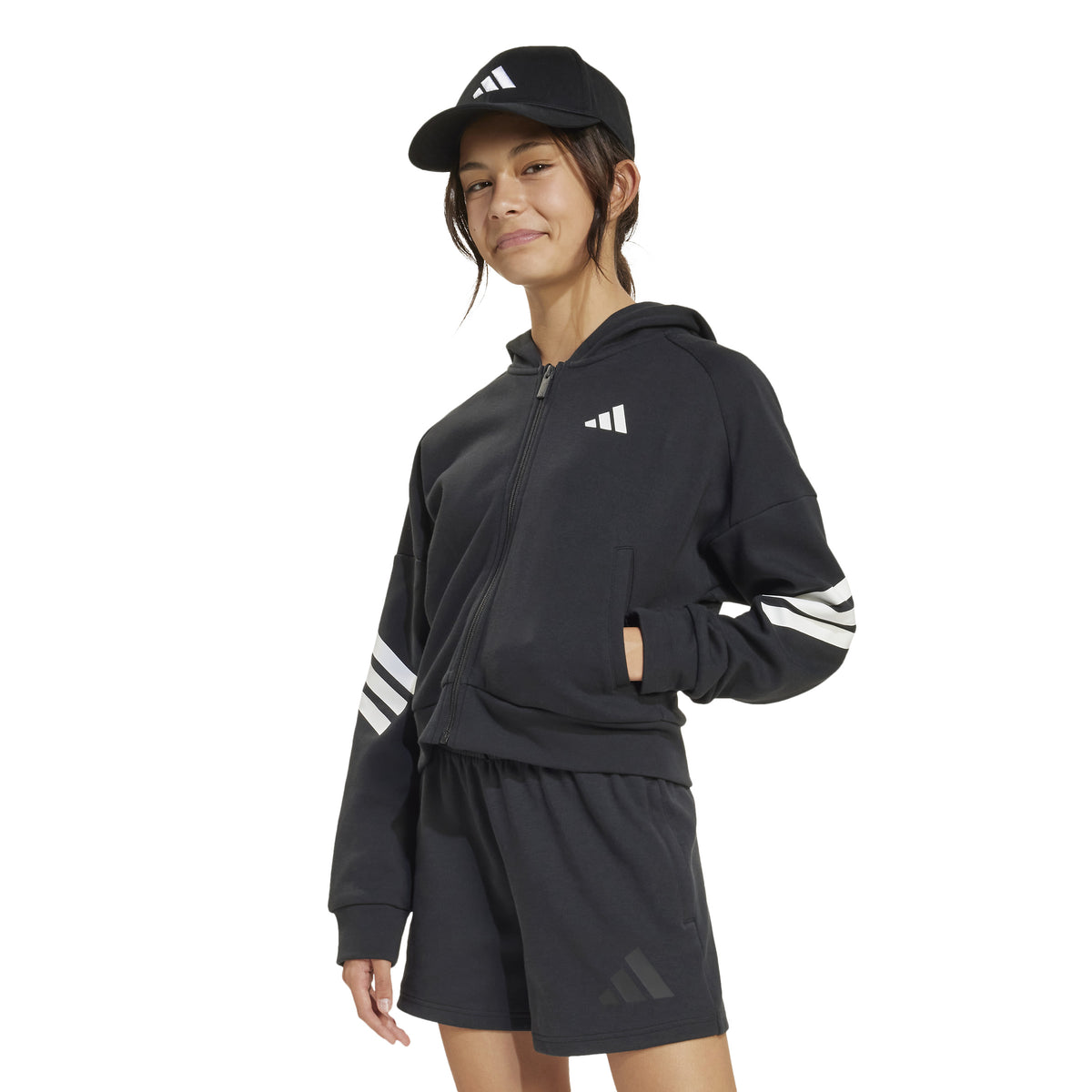 Adidas Giacca da Allenamento Future Icons 3-Stripes Full-zip Hooded Junior Nero