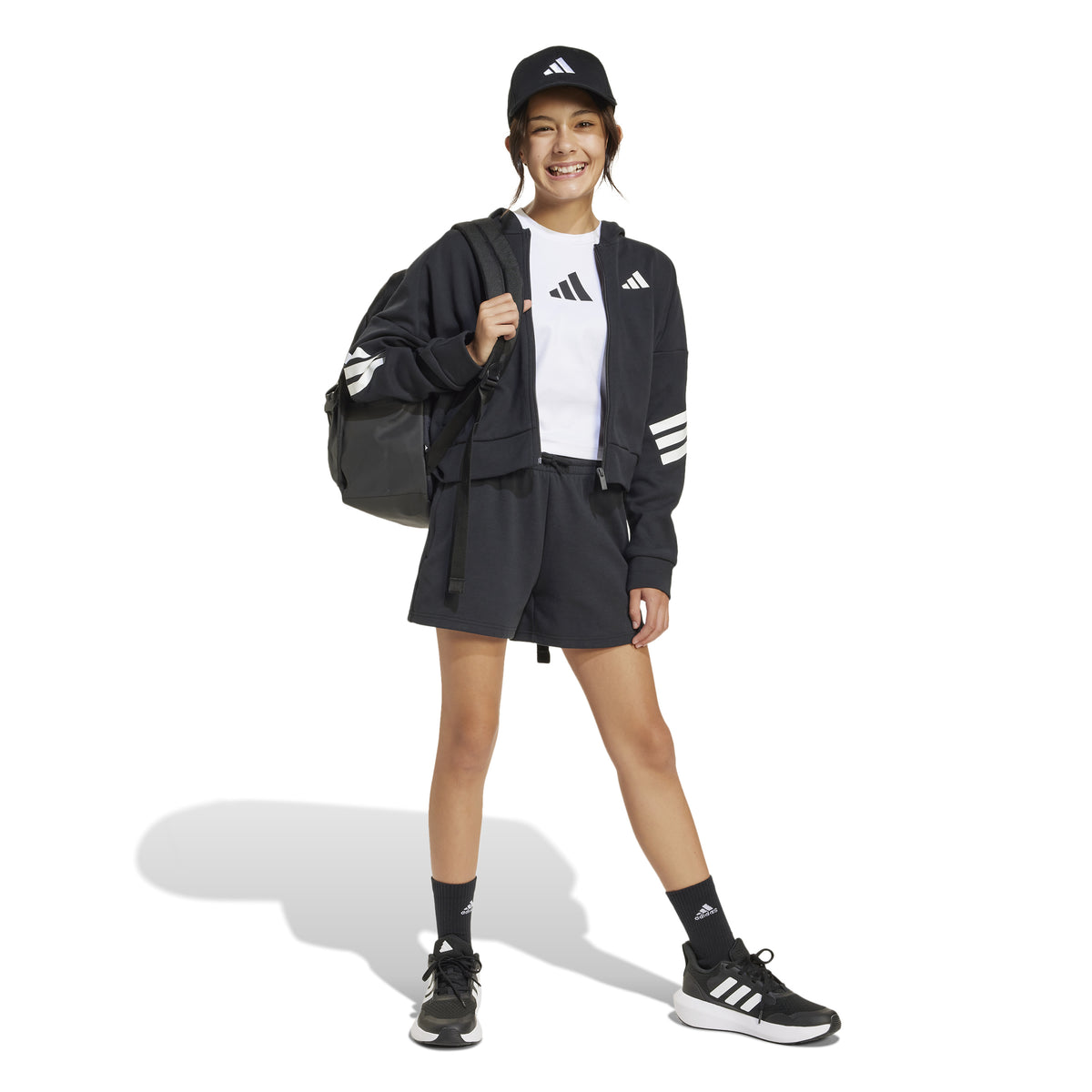 Adidas Giacca da Allenamento Future Icons 3-Stripes Full-zip Hooded Junior Nero