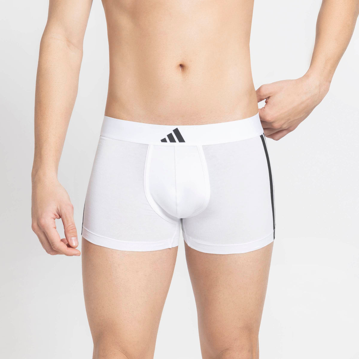 Adidas Boxer Active Flex Cotton 3-Stripes Low Rise Bianco