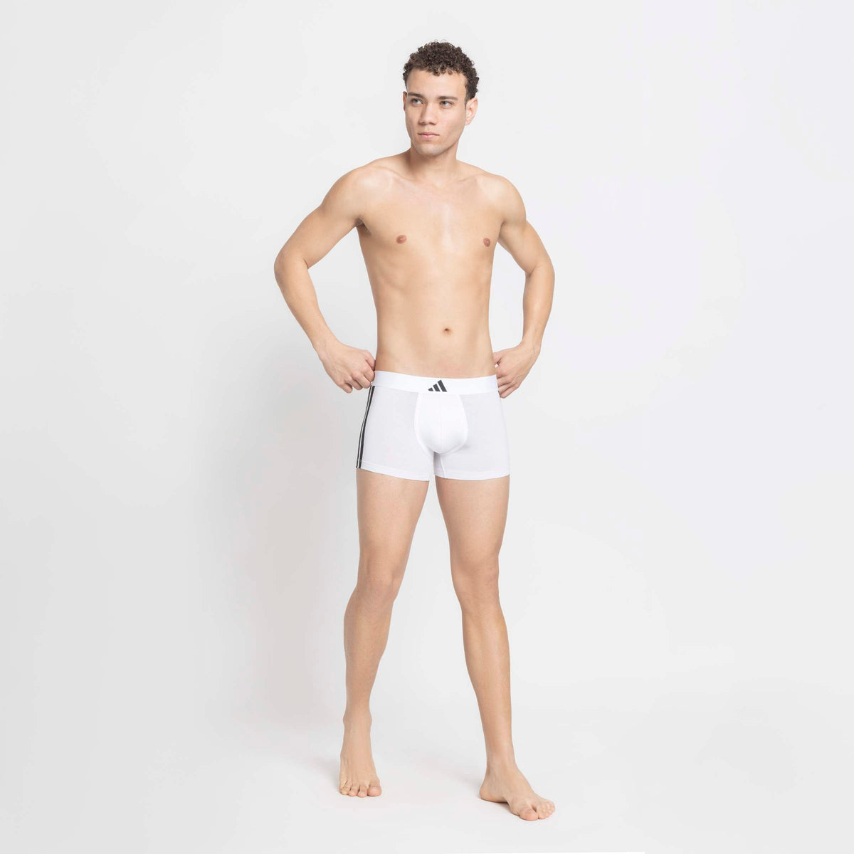 Adidas Boxer Active Flex Cotton 3-Stripes Low Rise Bianco