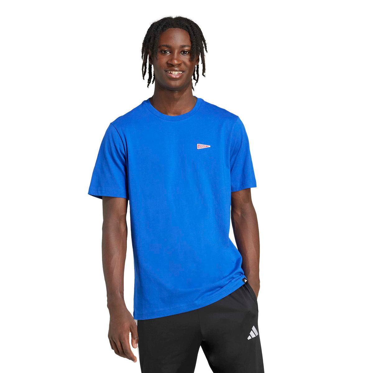 Adidas T-shirt Pennant Trim Graphic Blu