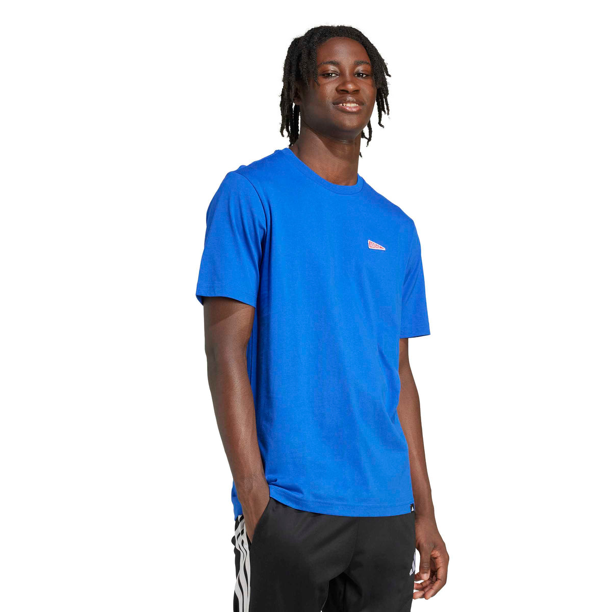 Adidas T-shirt Pennant Trim Graphic Blu