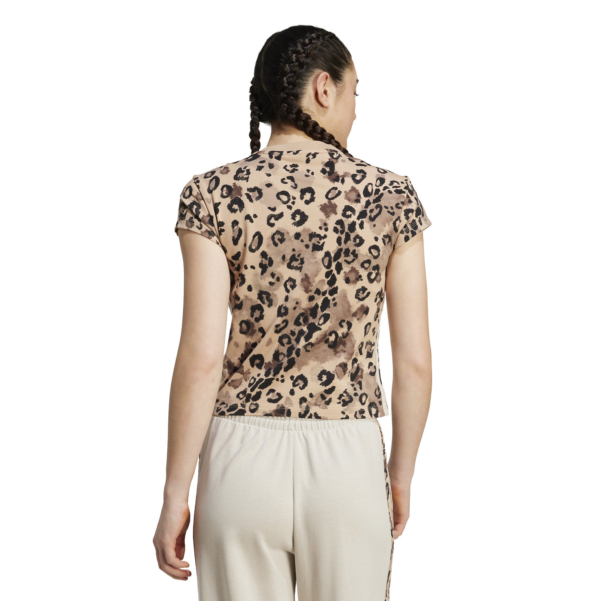 Adidas T-shirt Stampa Animalier 3 Strisce Multicolore