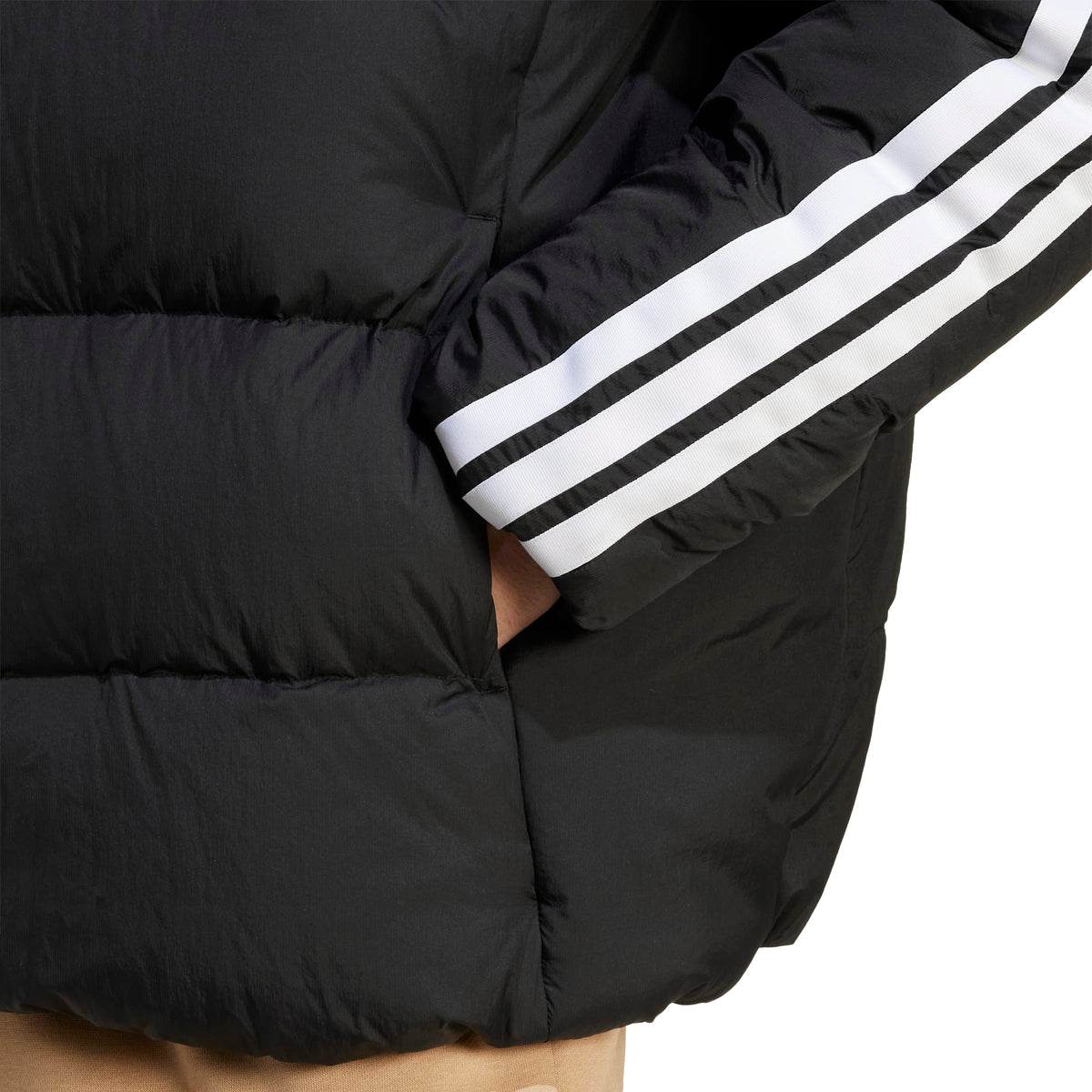 Adidas Essentials Climawarm Giacca Piumino con Cappuccio 3 Strisce Nero