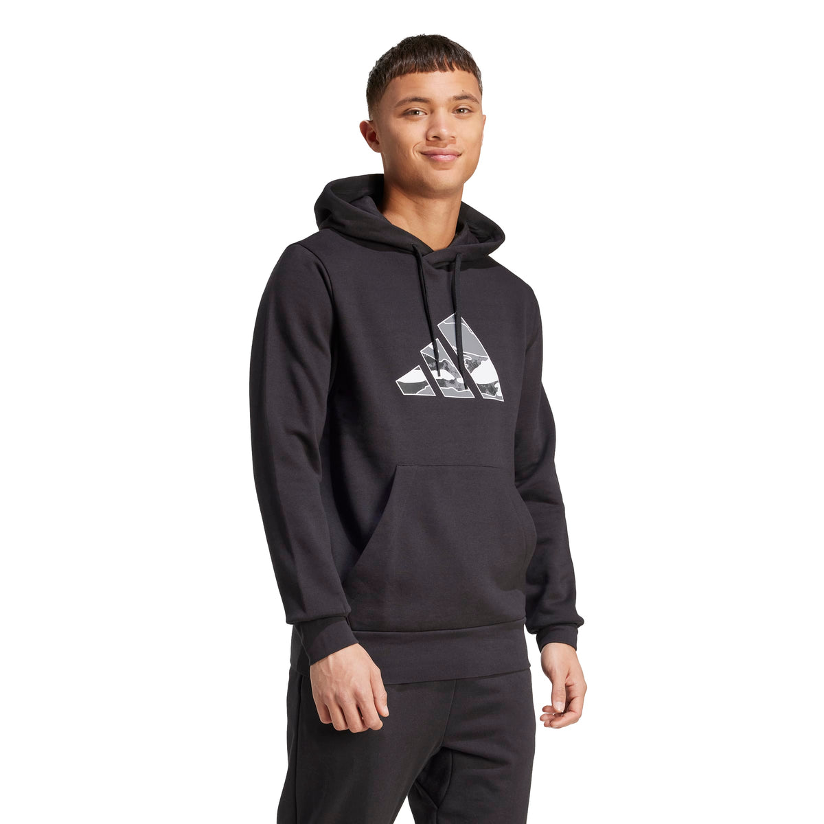Adidas Felpa con Cappuccio con Grafica Camo Nero