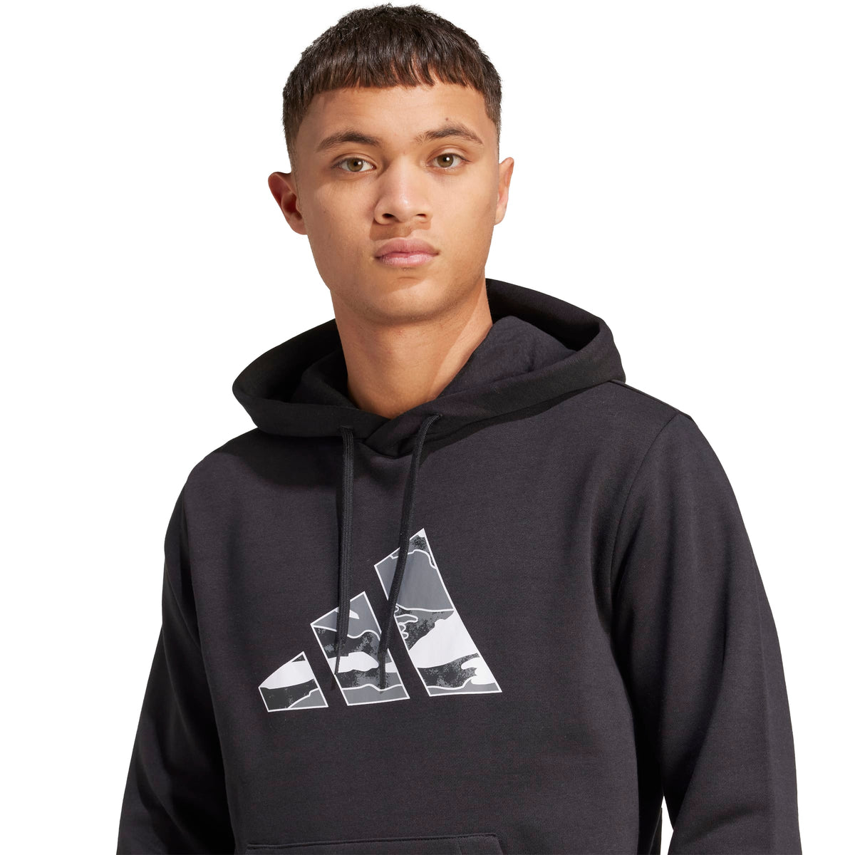 Adidas Felpa con Cappuccio con Grafica Camo Nero