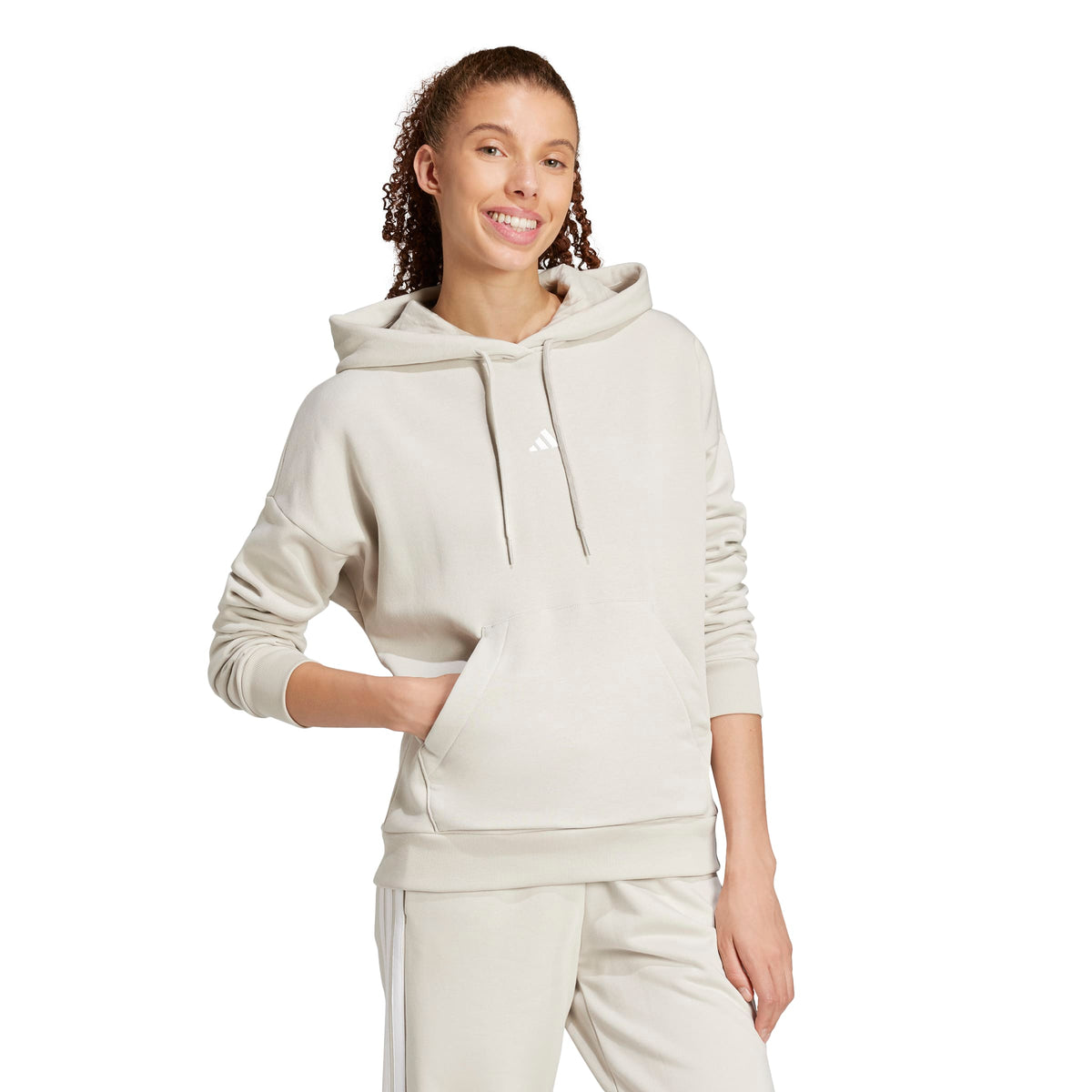 Adidas Felpa con Cappuccio Essentials Small Logo Feel Cozy Grigio