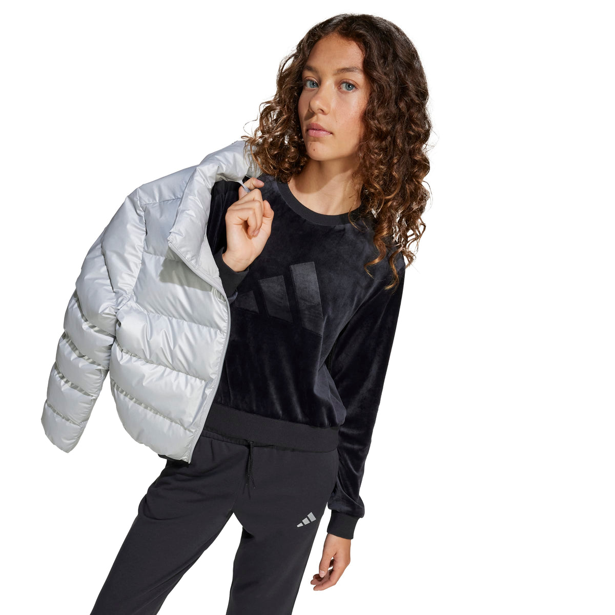 Adidas Felpa Corta da Donna Holiday Glam Nero