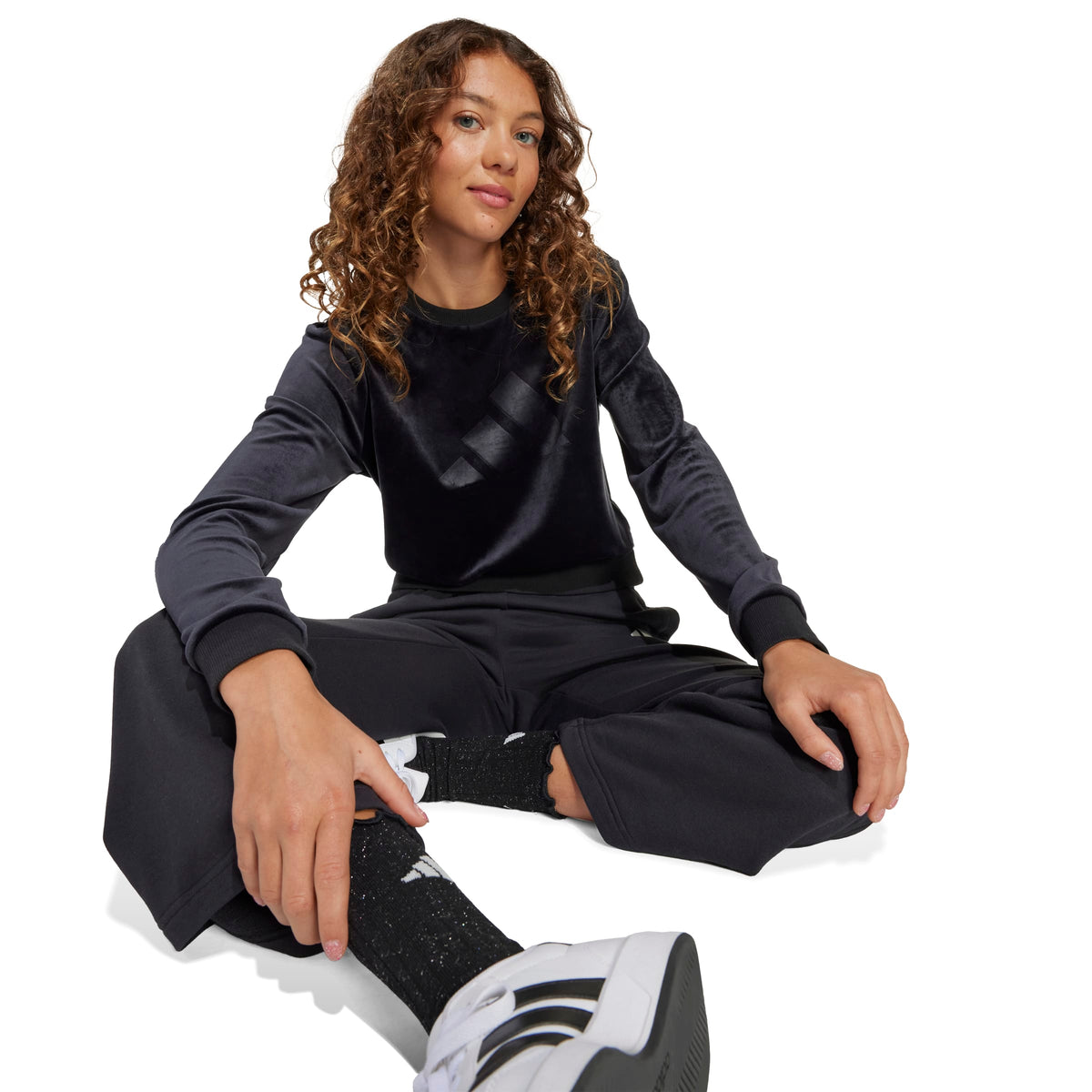 Adidas Felpa Corta da Donna Holiday Glam Nero