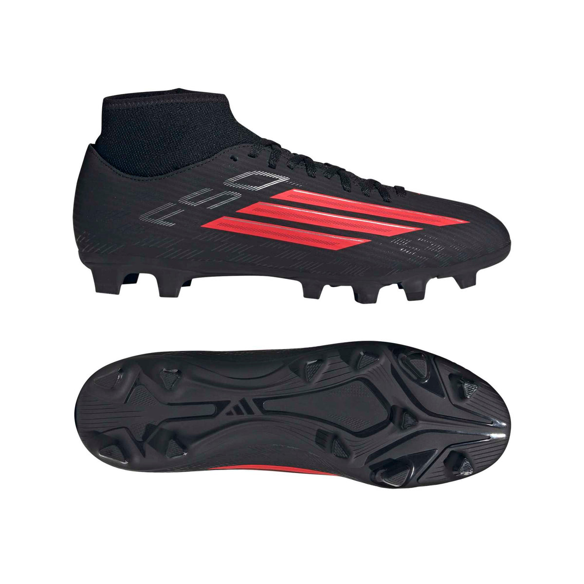 Scarpe da calcio F50 CLUB mid-cut per terreni naturali compatti/multiterreno - Nero / Rosso