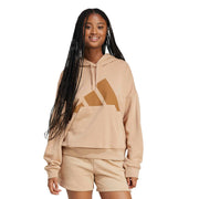 Adidas Felpa con Cappuccio Essentials Big Logo French Terry Loose Marrone