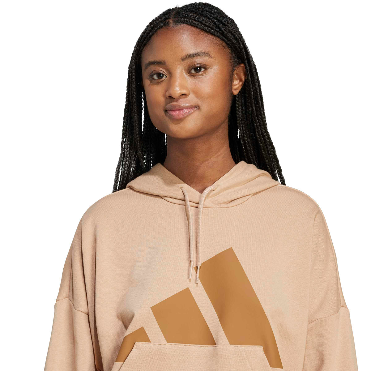 Adidas Felpa con Cappuccio Essentials Big Logo French Terry Loose Marrone