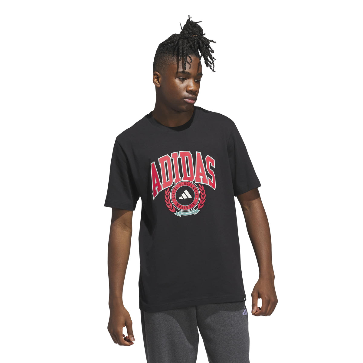 Adidas T-shirt con Grafica Varsity Crest Nero