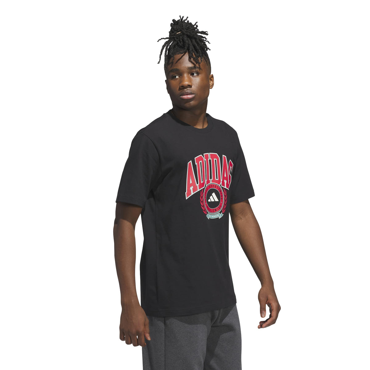 Adidas T-shirt con Grafica Varsity Crest Nero