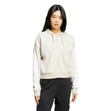 Felpa con Cappuccio Essentials 3-Stripes Full-Zip - Beige