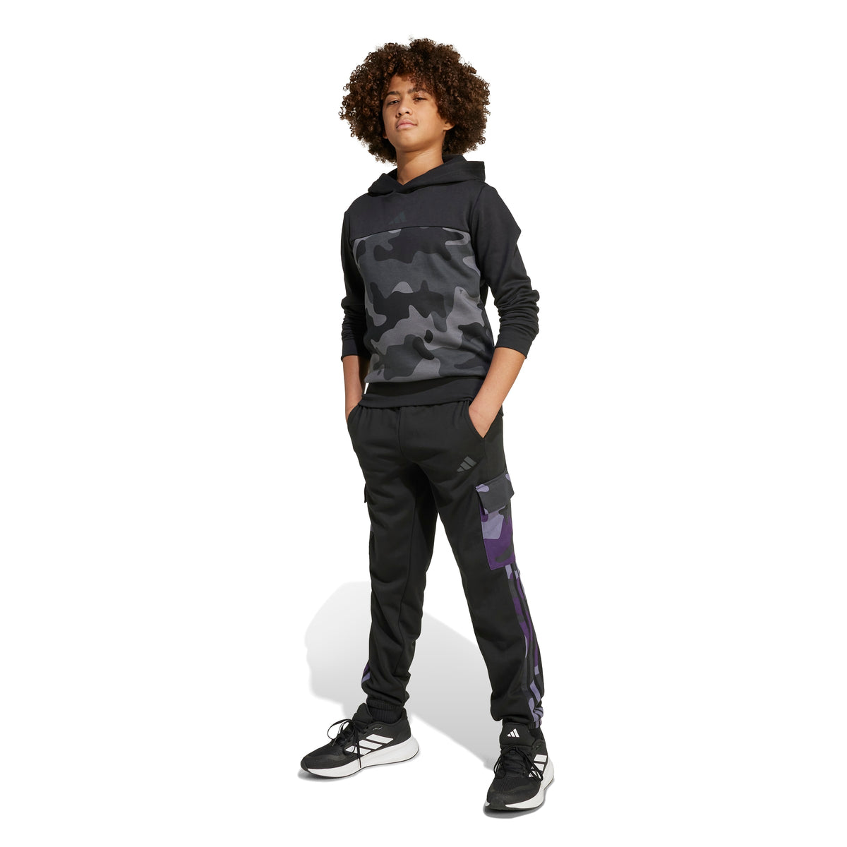 Adidas Pantaloni Seasonal Essentials Camo French Terry Cargo Nero