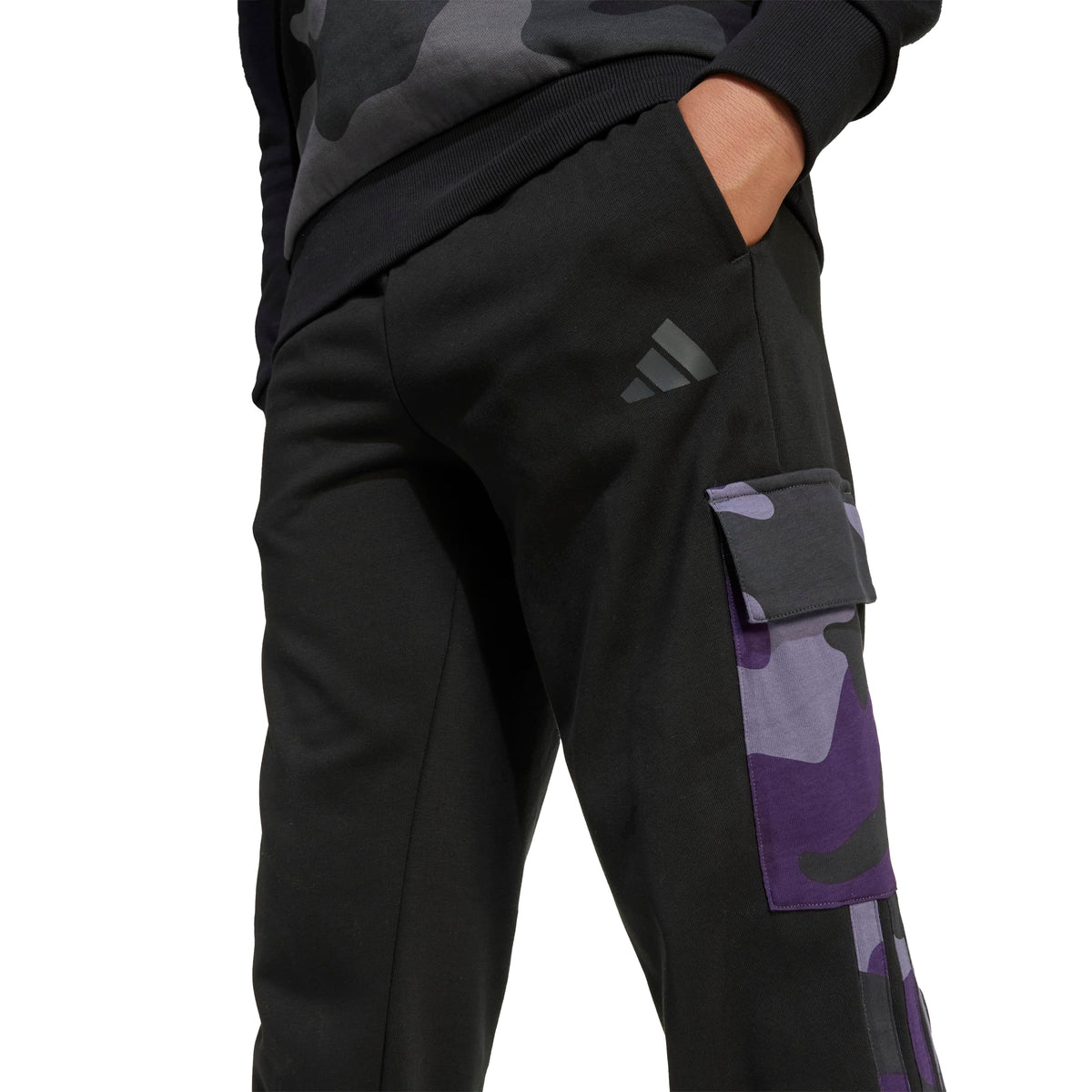 Adidas Pantaloni Seasonal Essentials Camo French Terry Cargo Nero