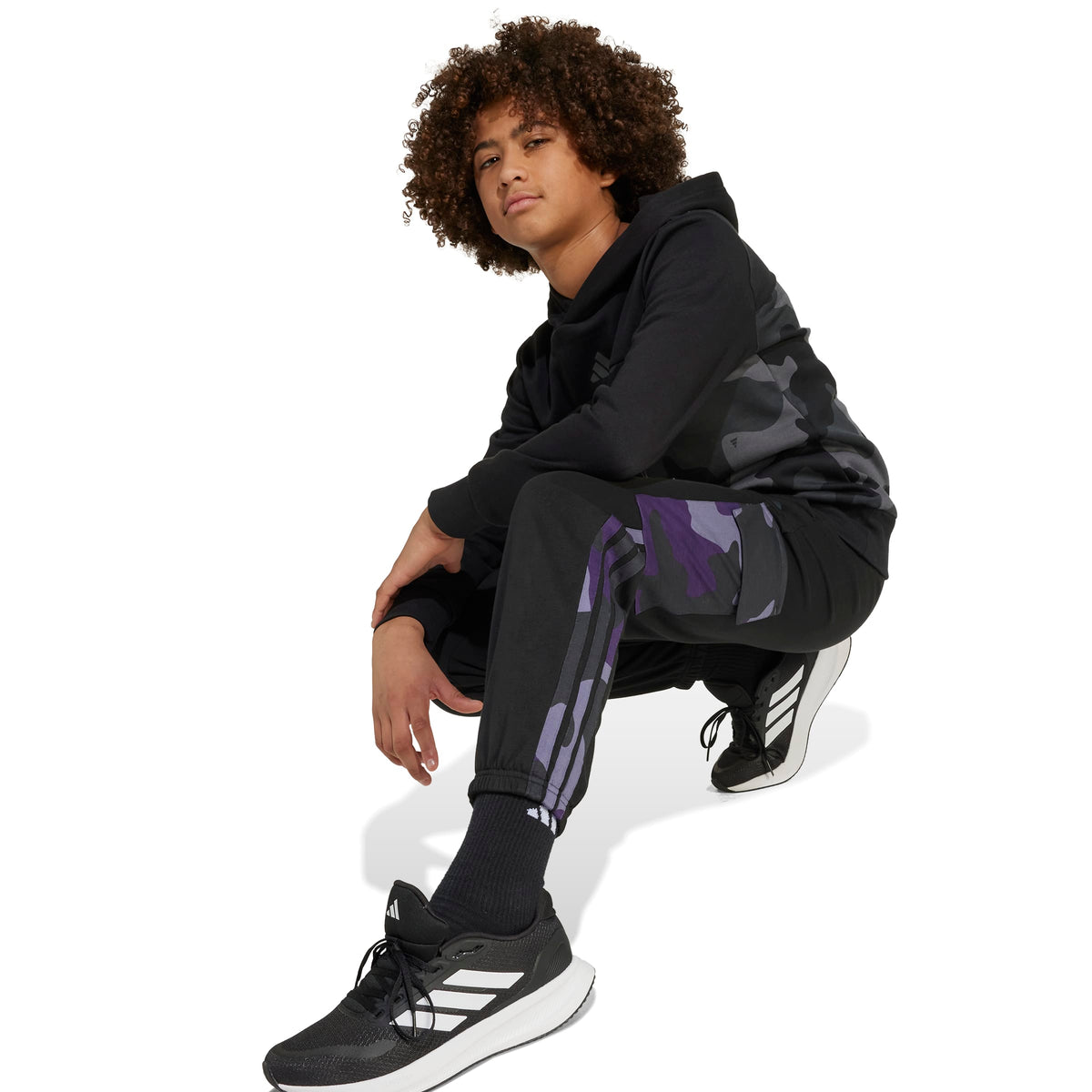 Adidas Pantaloni Seasonal Essentials Camo French Terry Cargo Nero