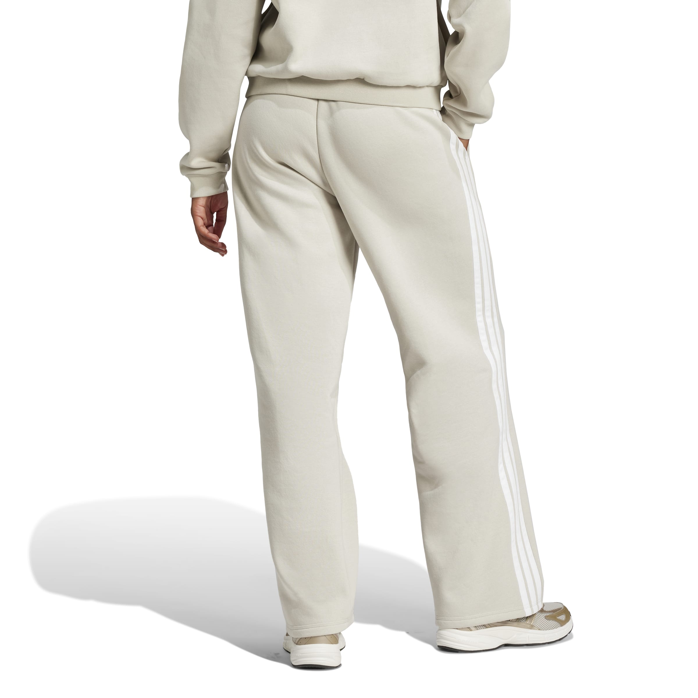 Adidas Pantaloni Essentials 3-Stripes Open-Hem Fleece Grigio