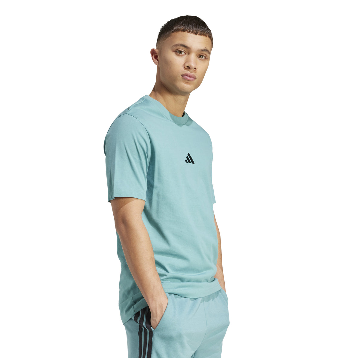 Adidas T-shirt Essentials Small Logo Single Jersey Turchese