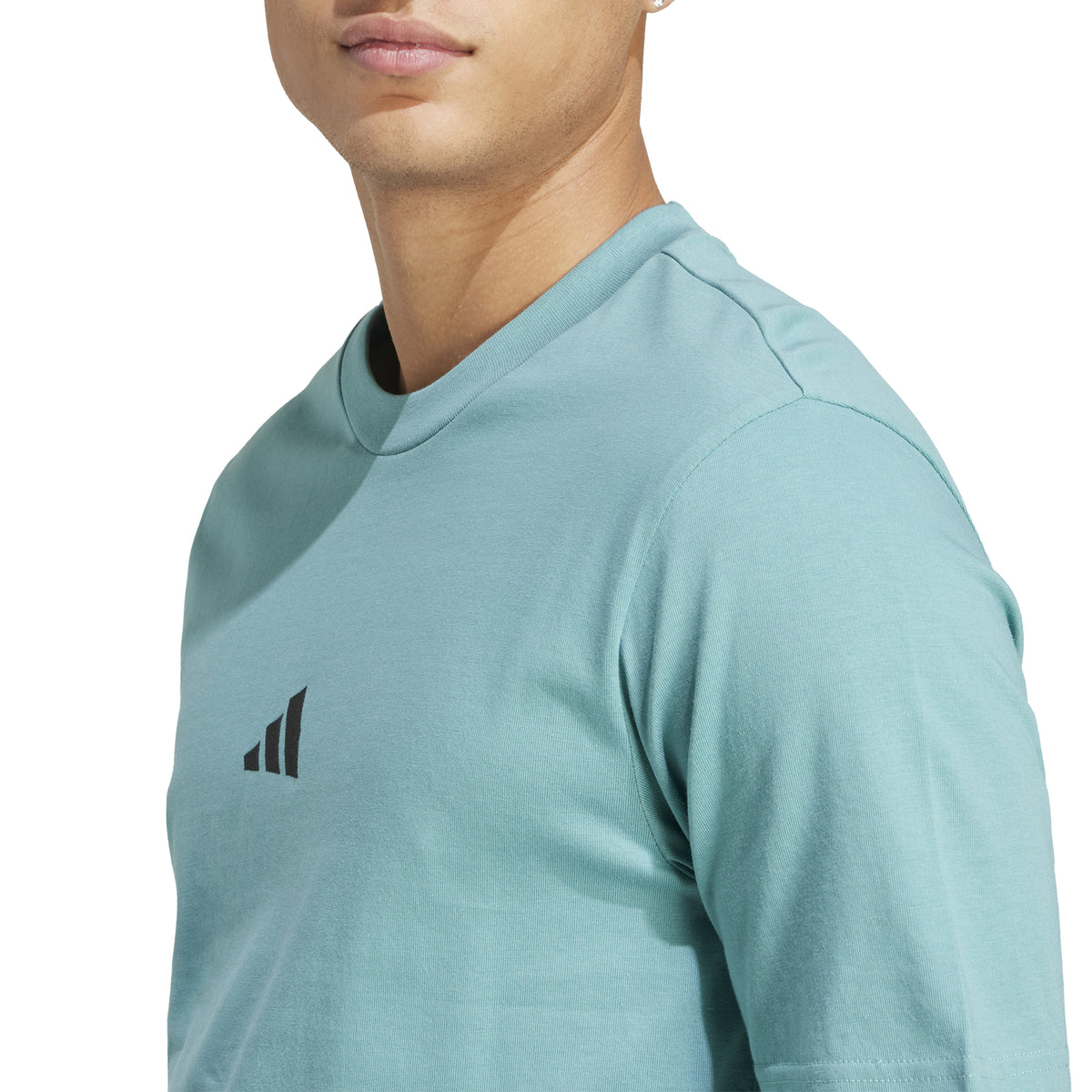 Adidas T-shirt Essentials Small Logo Single Jersey Turchese