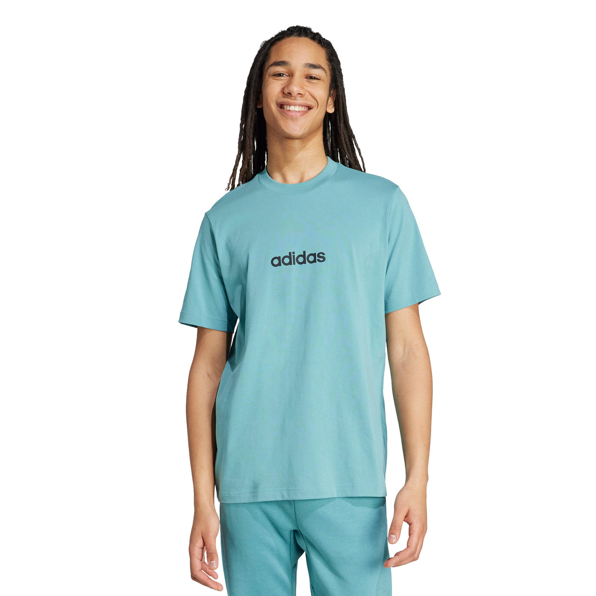 Adidas T-shirt Essentials Linear Single Jersey Turchese