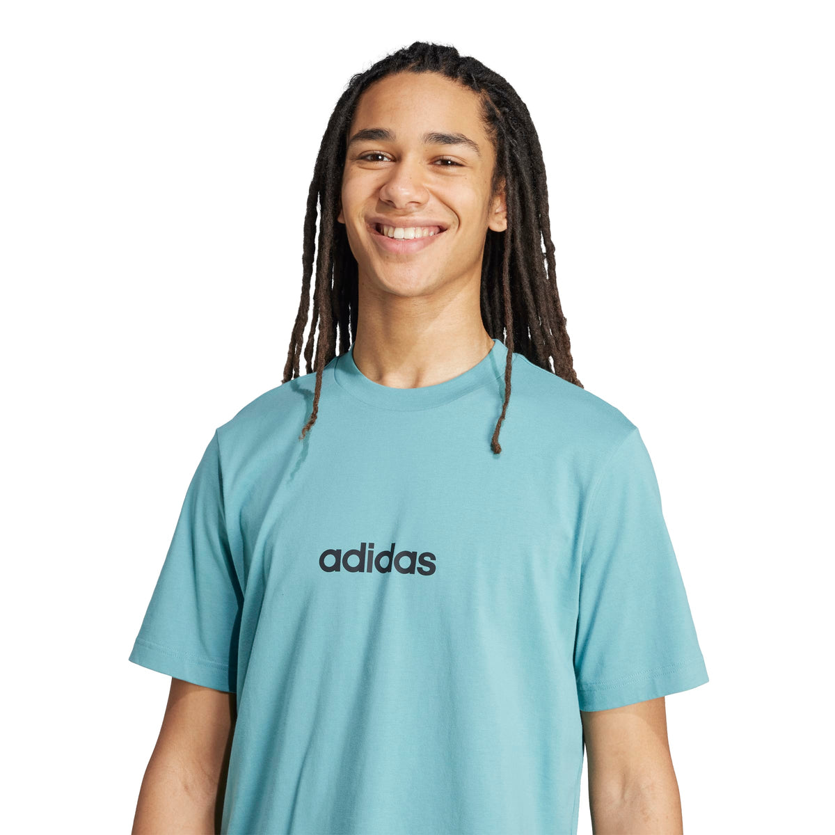 Adidas T-shirt Essentials Linear Single Jersey Turchese