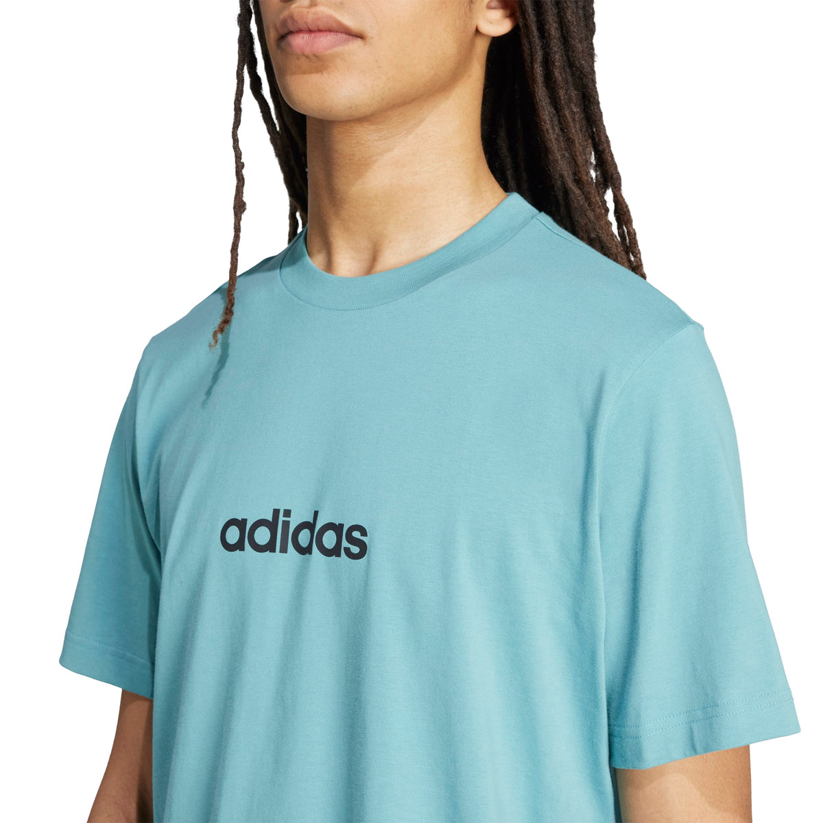Adidas T-shirt Essentials Linear Single Jersey Turchese