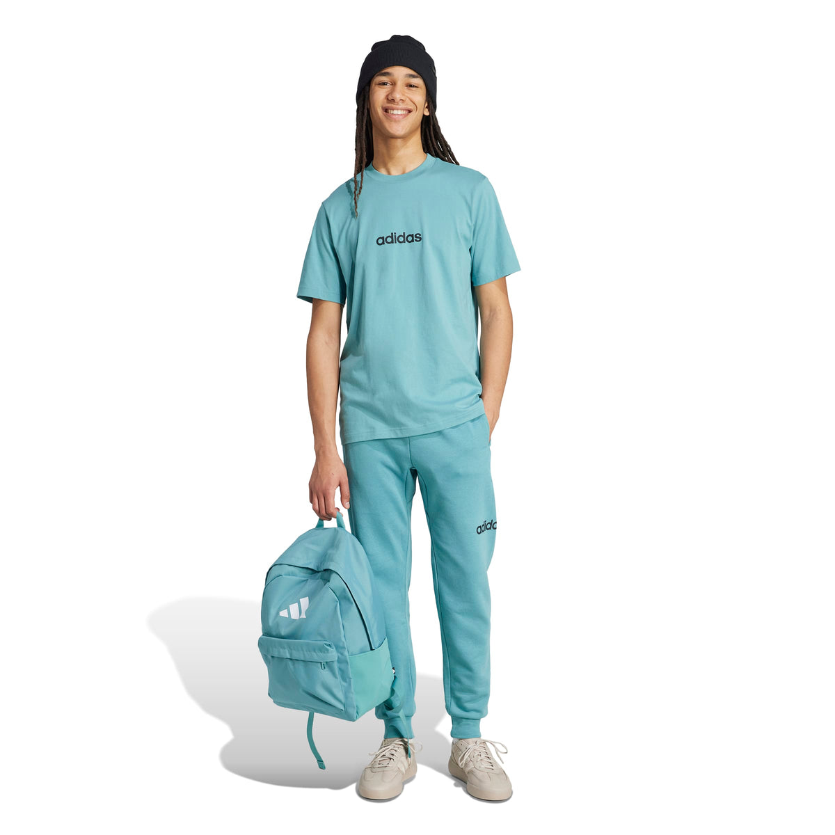 Adidas T-shirt Essentials Linear Single Jersey Turchese