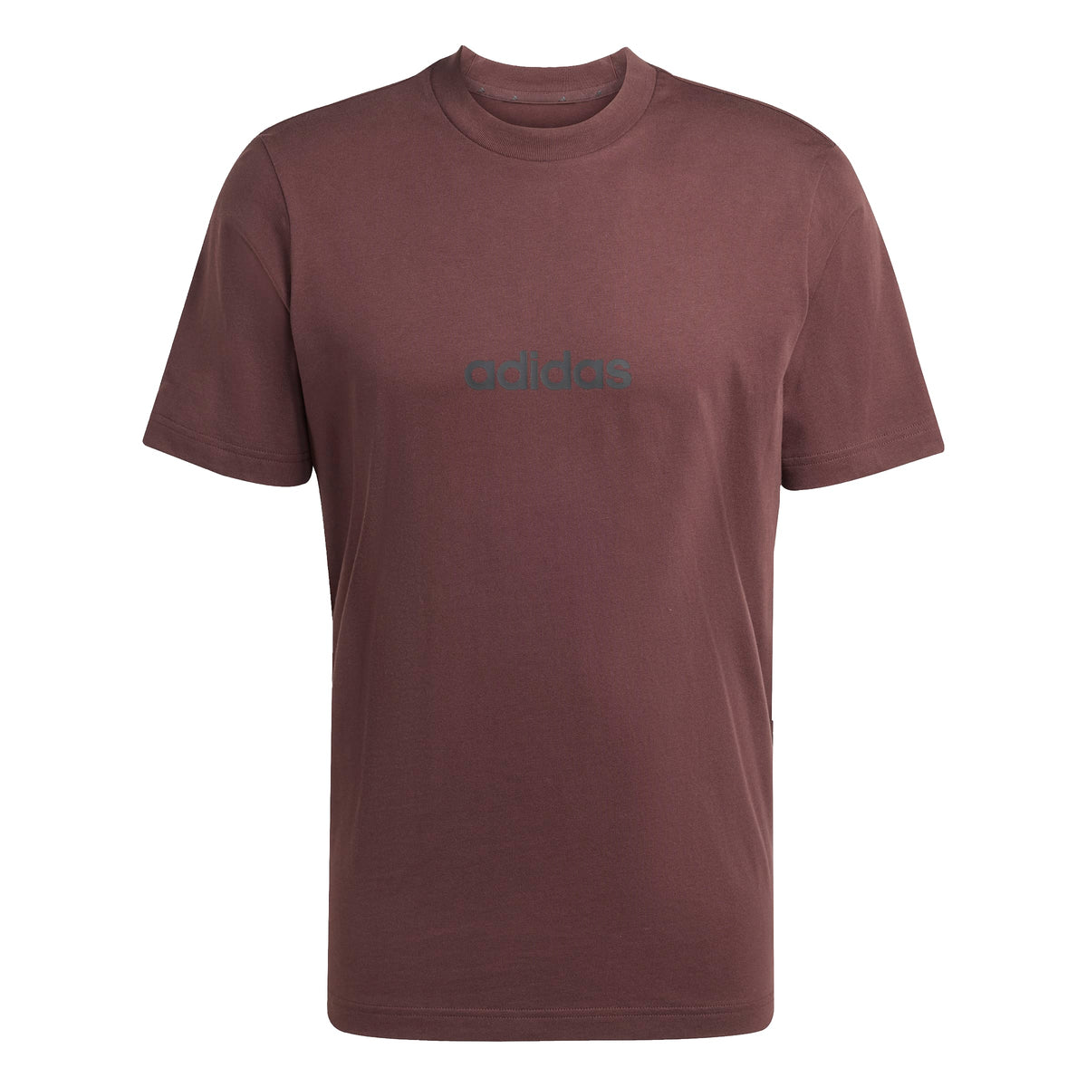 Adidas T-shirt Essentials Linear Single Jersey Marrone