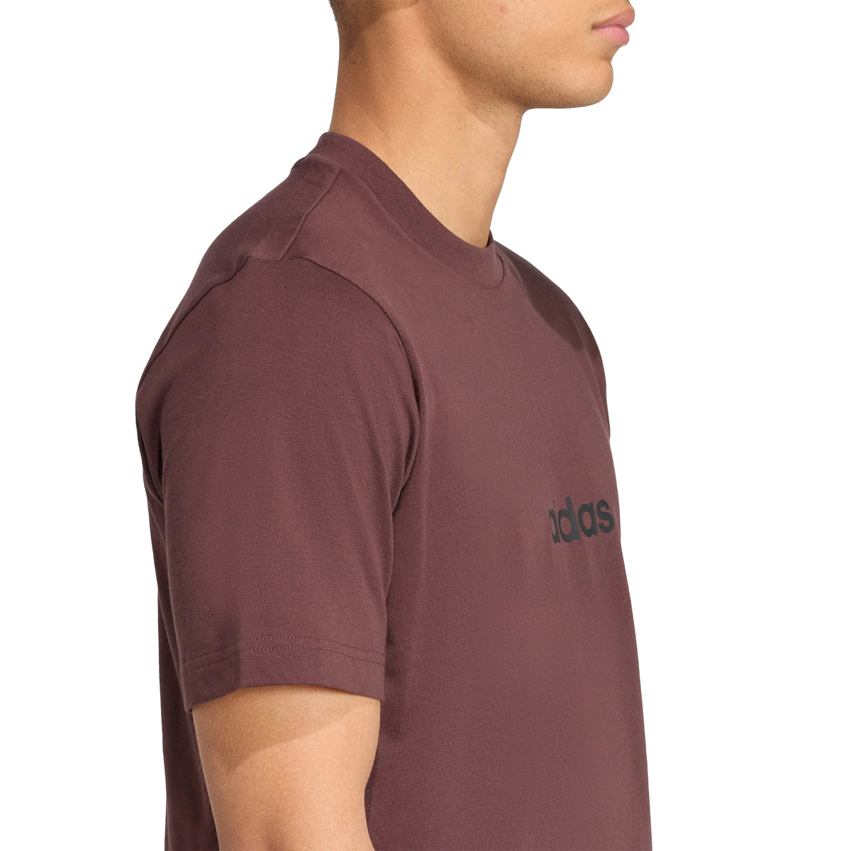 Adidas T-shirt Essentials Linear Single Jersey Marrone