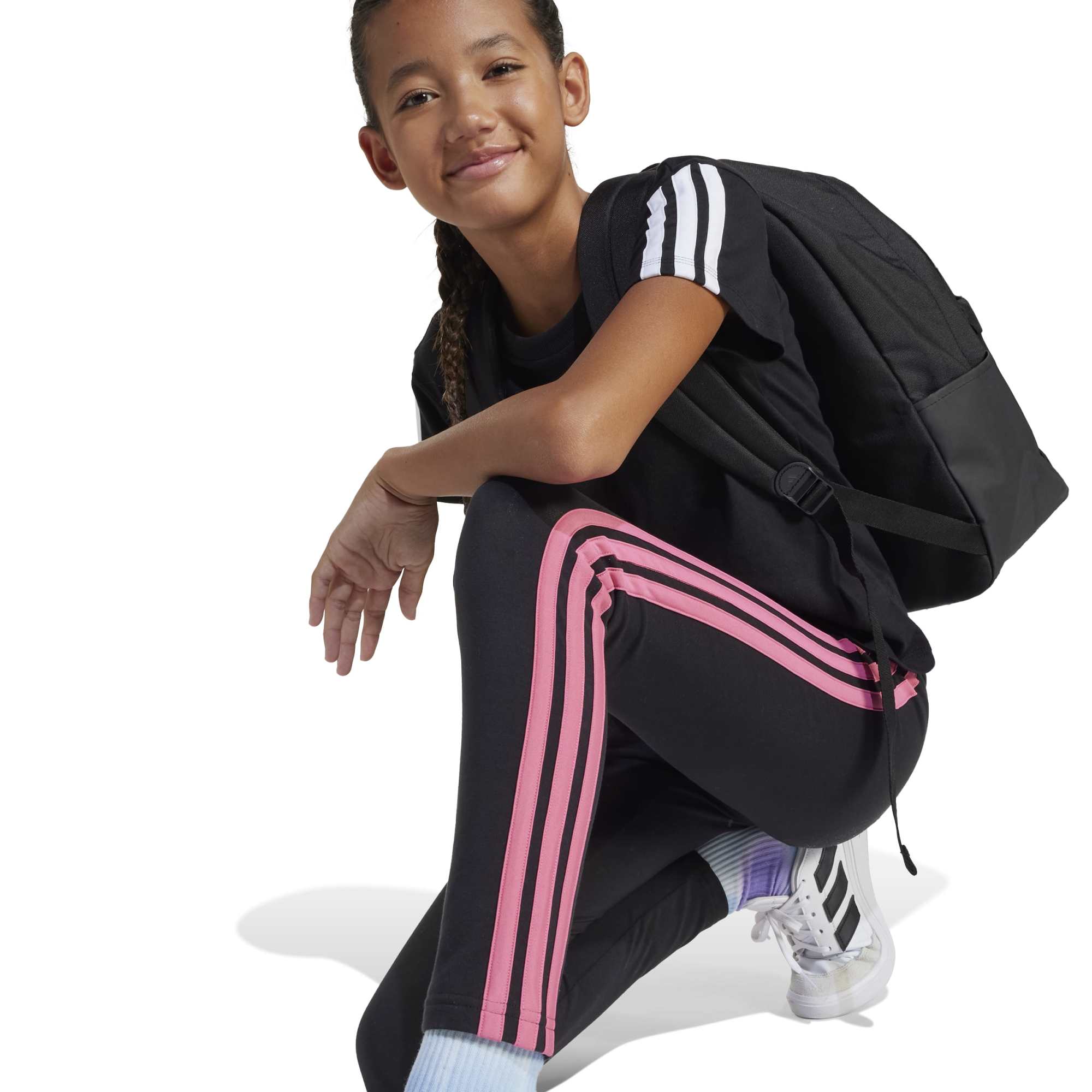 Leggings Essentials Junior - Nero / Rosa