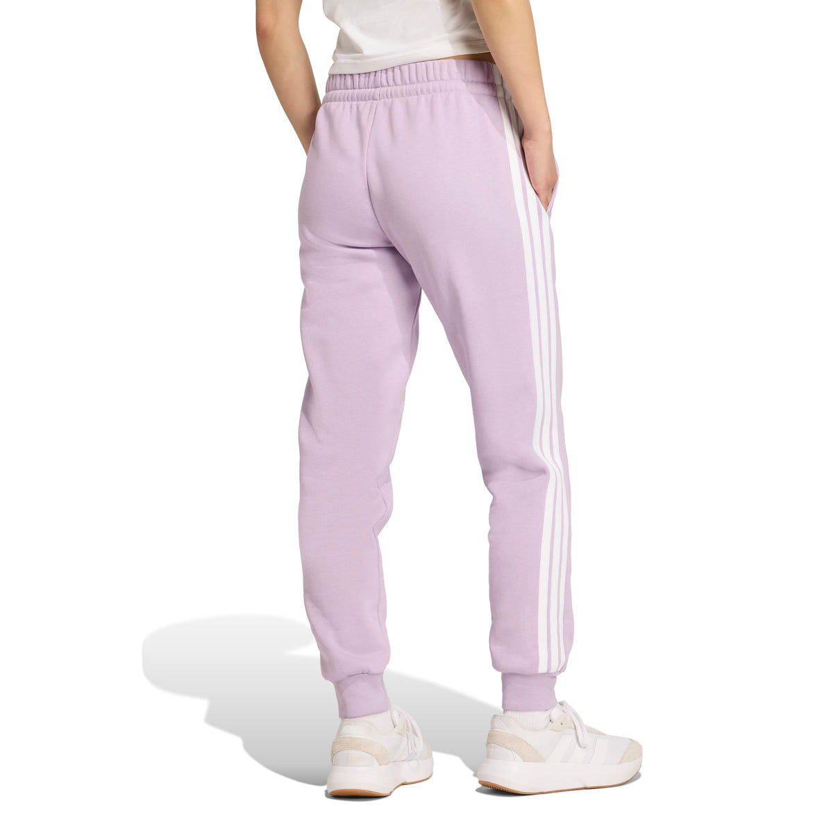 Adidas Pantaloni Slim Essentials In Tessuto Felpato 3 Strisce. Viola