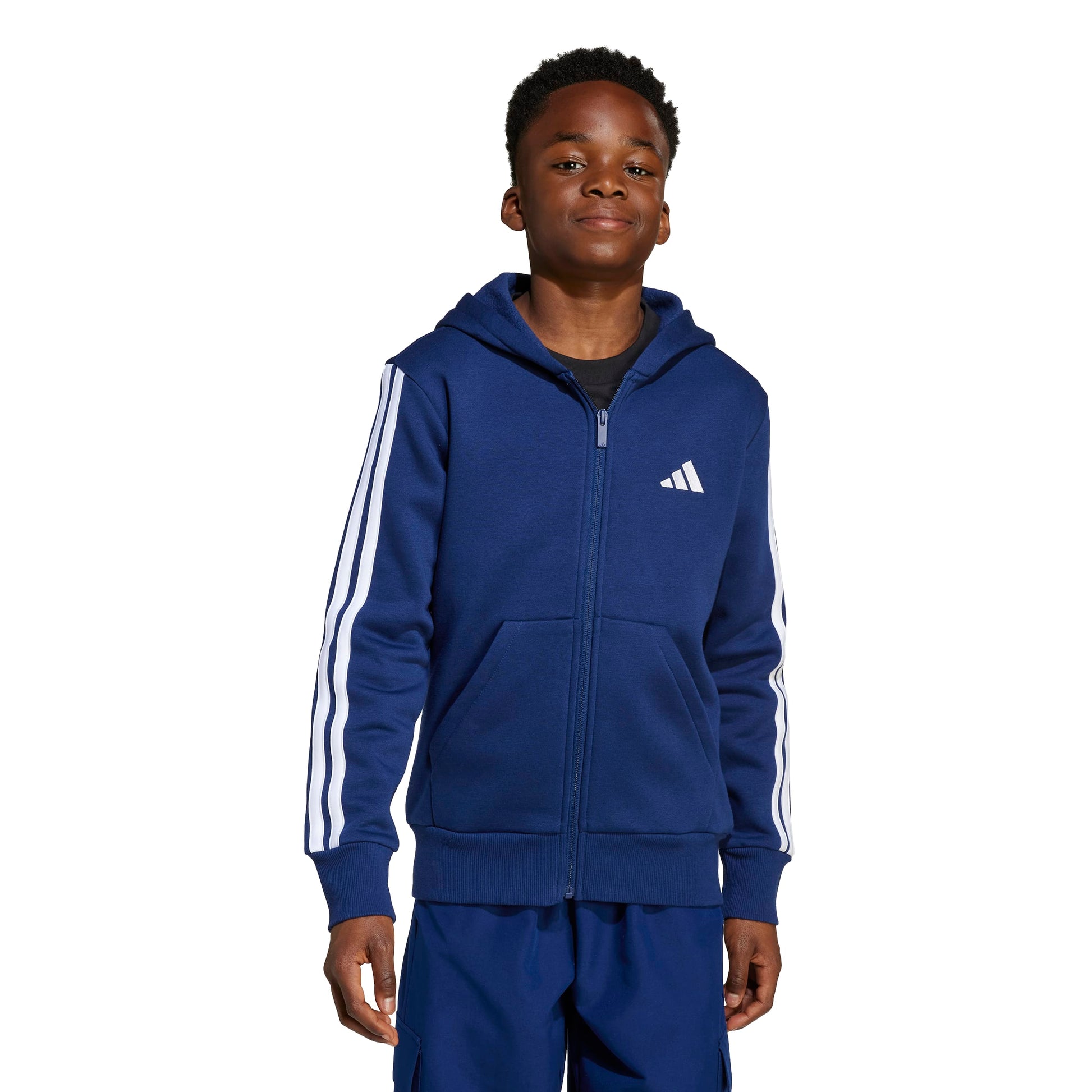 Adidas Felpa con Cappuccio e Zip Essentials Blu