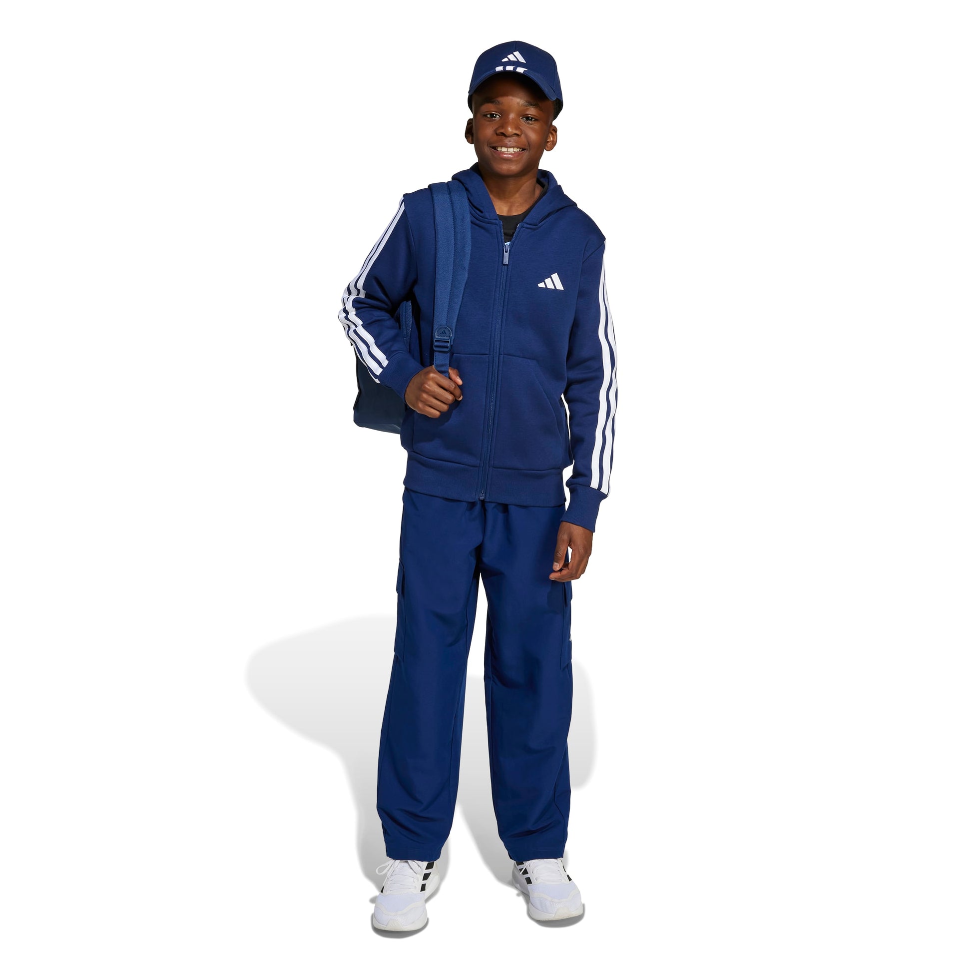 Adidas Felpa con Cappuccio e Zip Essentials Blu