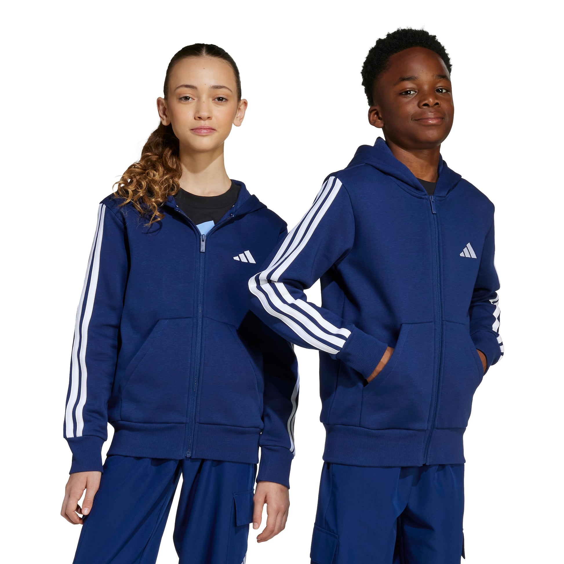 Adidas Felpa con Cappuccio e Zip Essentials Blu