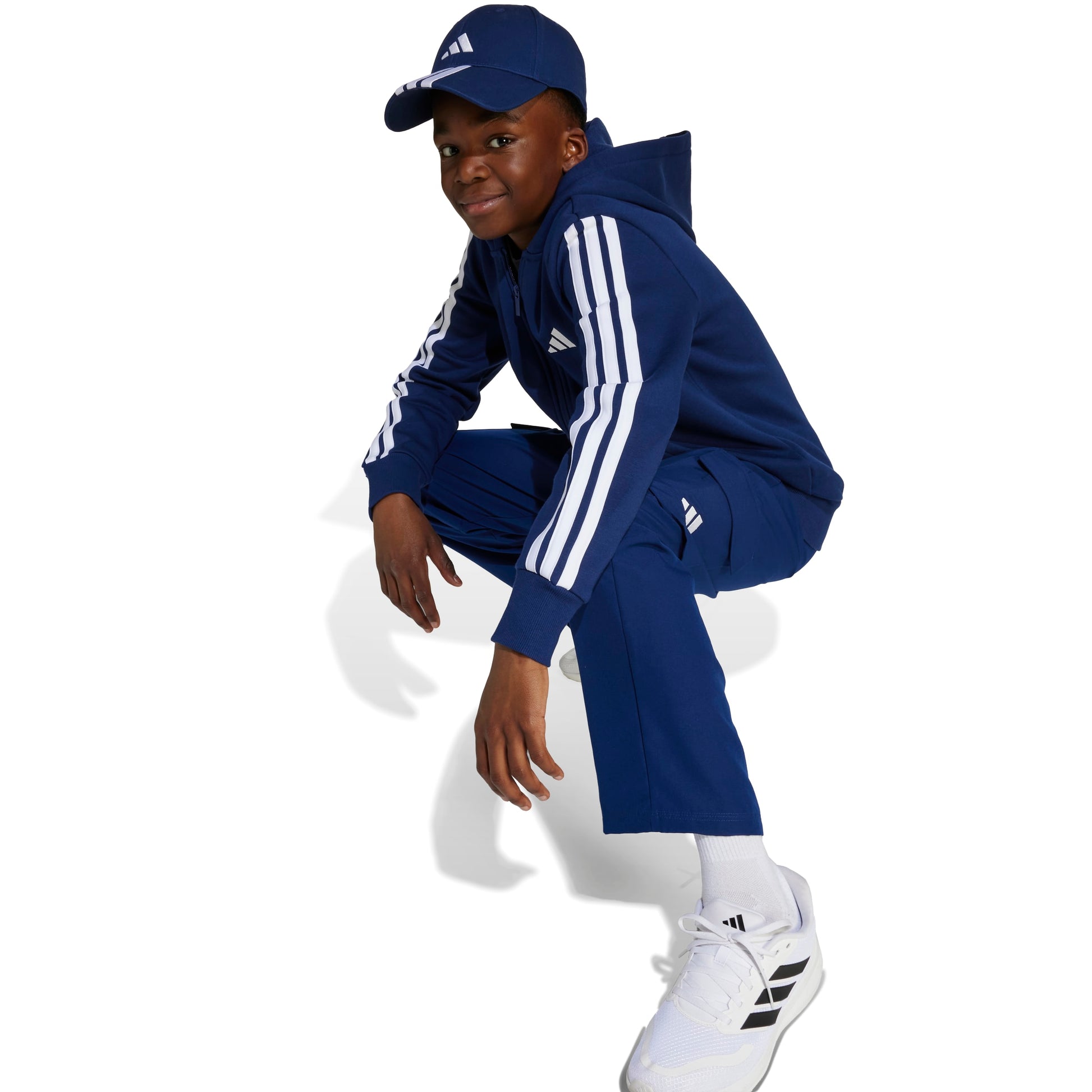 Adidas Felpa con Cappuccio e Zip Essentials Blu