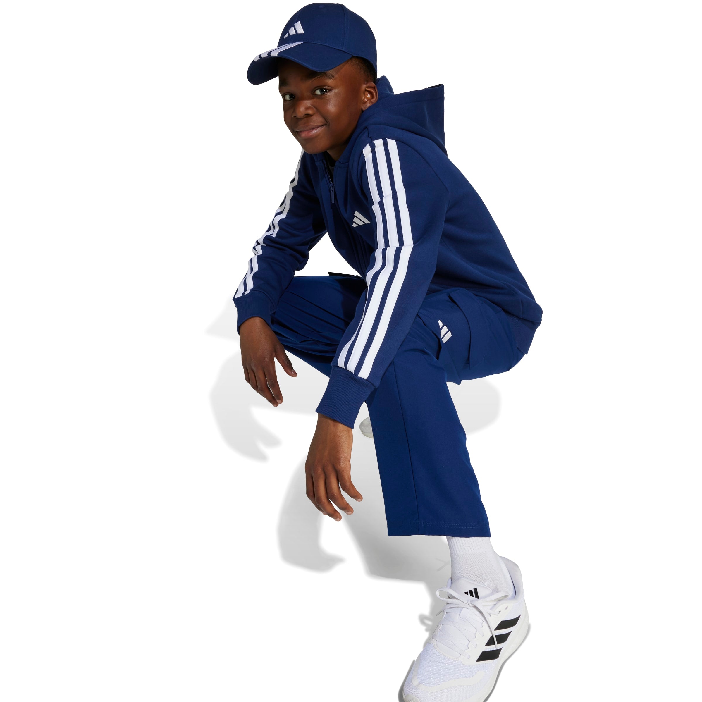 Adidas Felpa con Cappuccio e Zip Essentials Blu