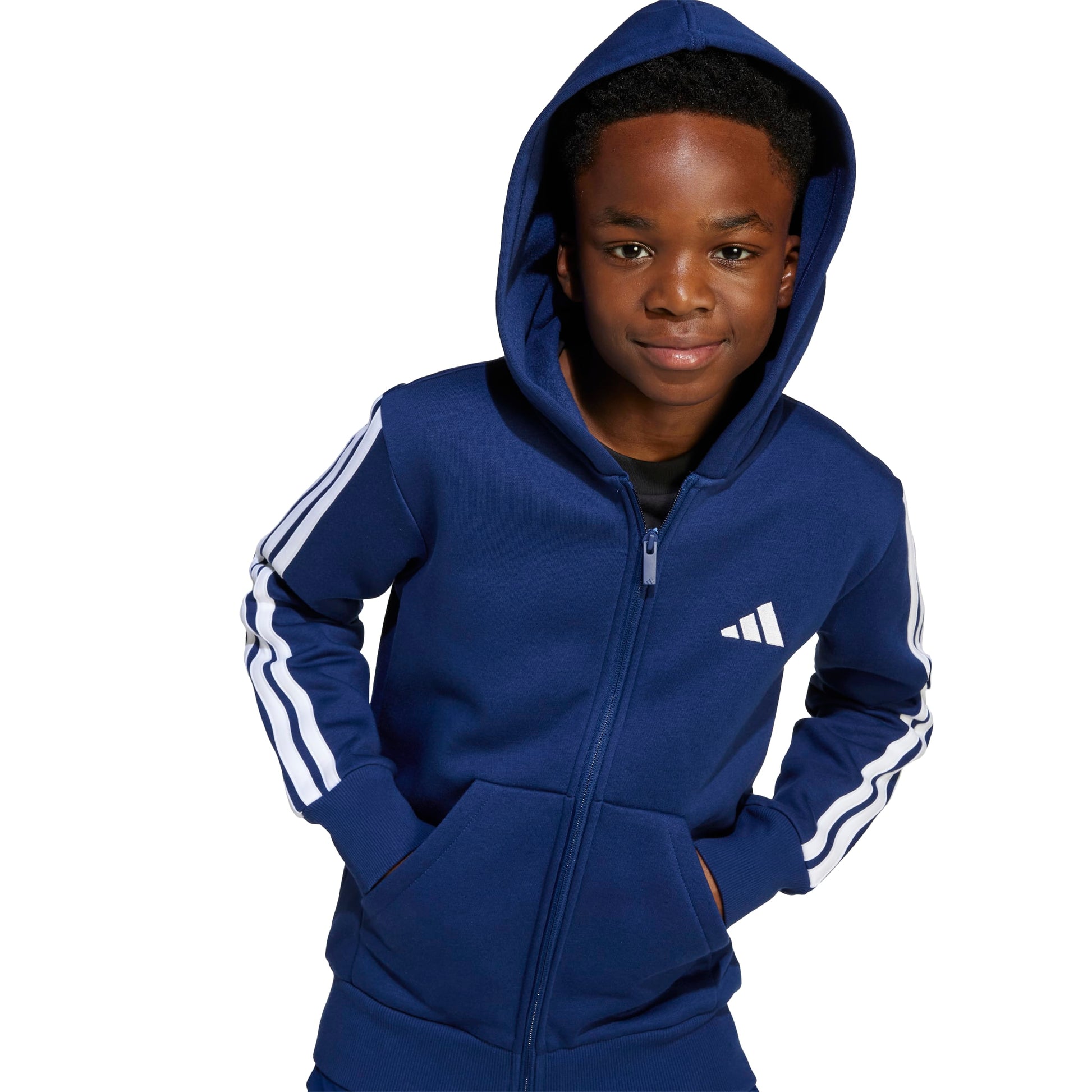 Adidas Felpa con Cappuccio e Zip Essentials Blu